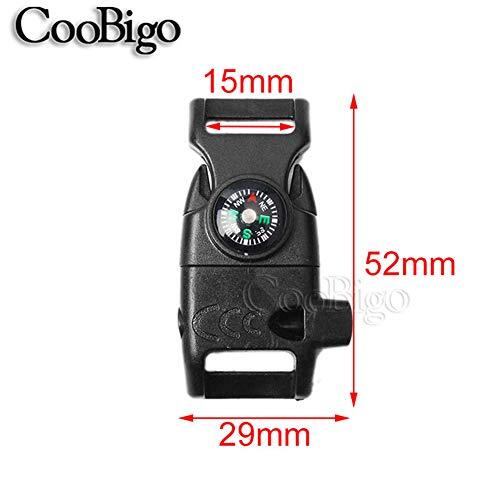 10 Pack Paracord Buckles Clips Whistle Buckle Compass Fire Starter for Outdoor