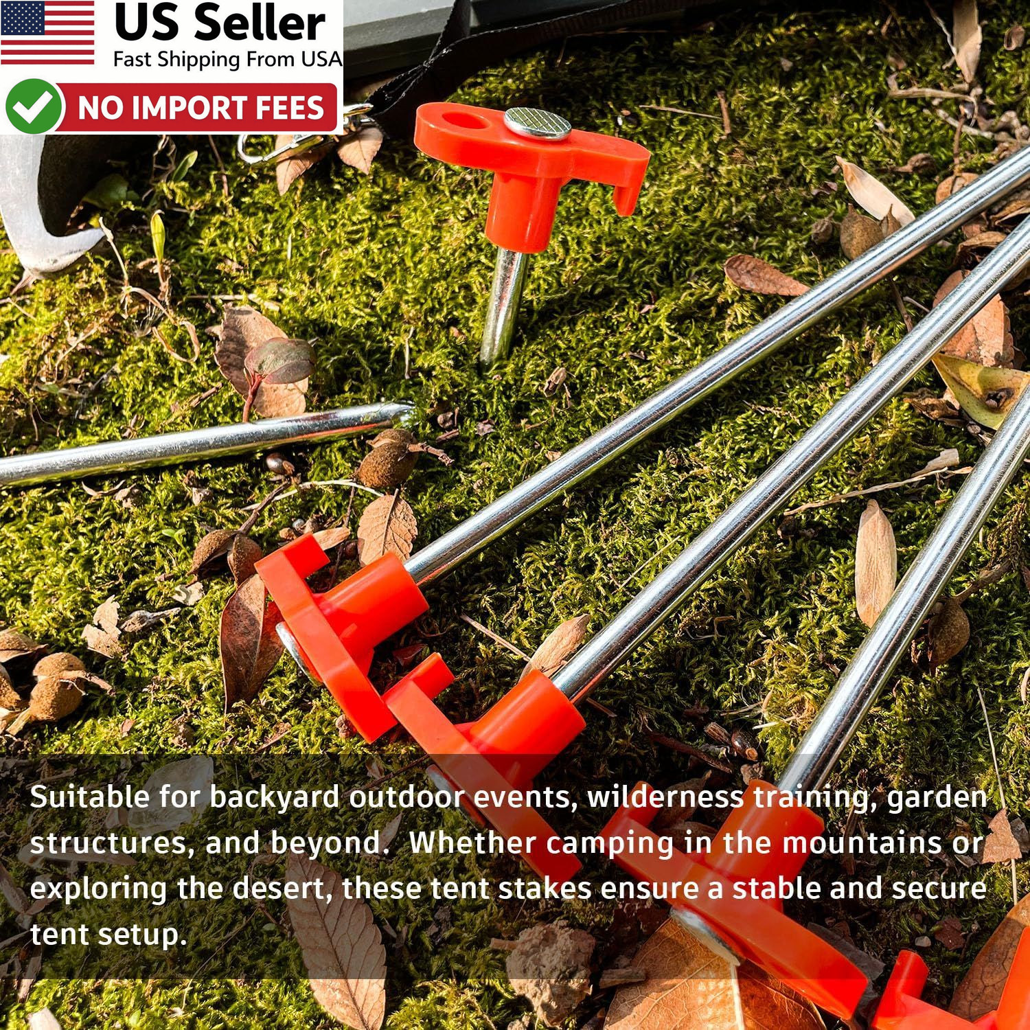 10PCS Tent Stakes Heavy Duty Non-Rust Metal Pegs Garden Canopies Tarp FROM USA