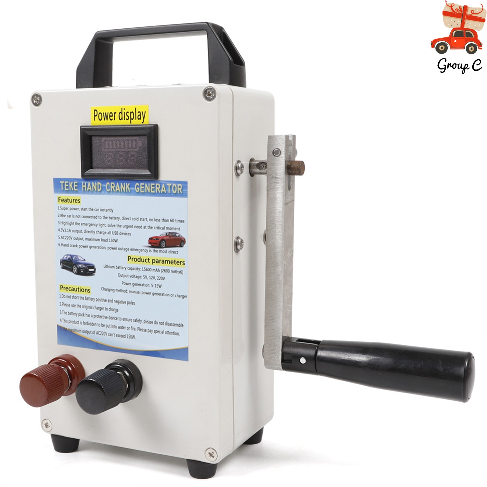 Portable Hand Crank Generator Emergency Power Supply Charger Camping Outdoor USA