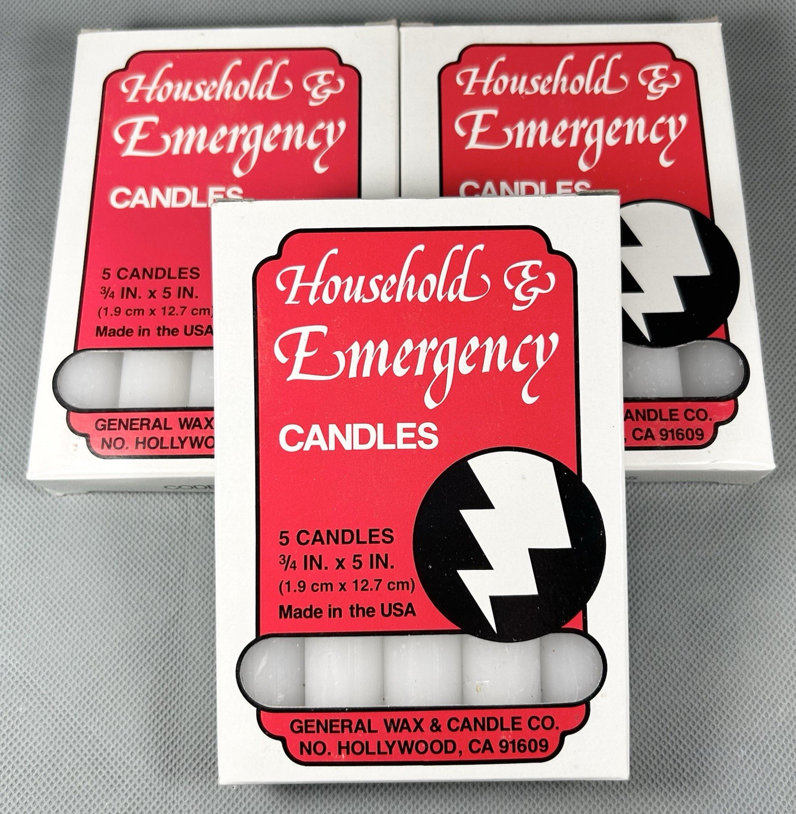 Vtg Candles Household & Emergency 3/4” X 5” General Wax Lot 3 Camping Made USA