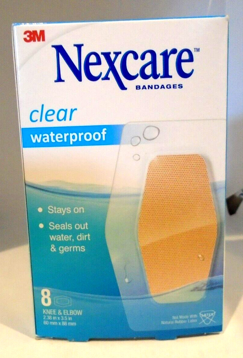 3M NEXCARE WATERPROOF BANDAGES Knees & Elbows 2 3/8″ x 3 1/2″ Latex Free 8 Ct