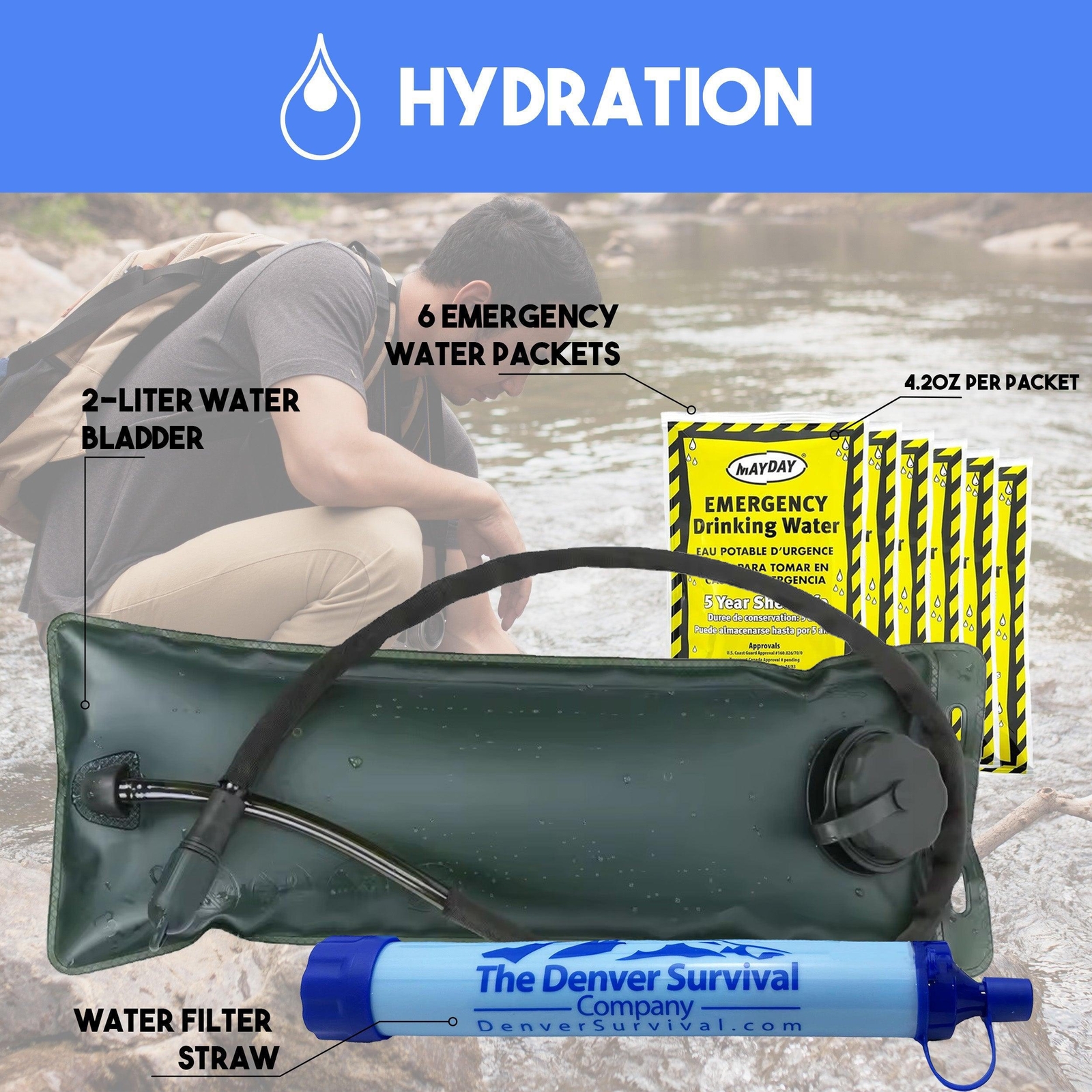 2 Person 5 Day Survival Bag with Survival Tools and Camping Equipment