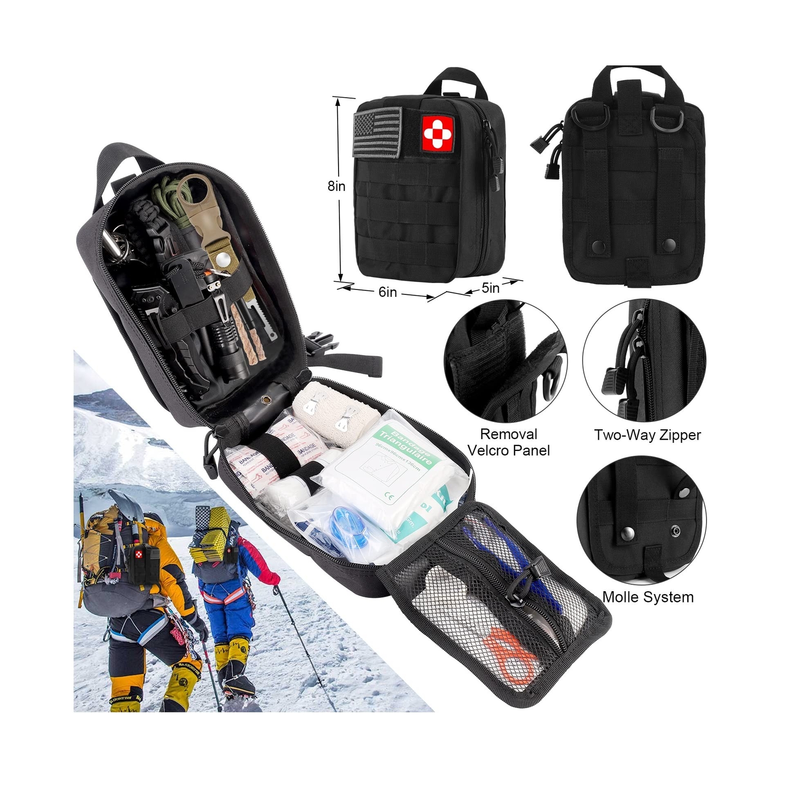 Emergency Survival Kit First Aid Kit, 121Pcs Tactical Gear Camping Gear Emerg…