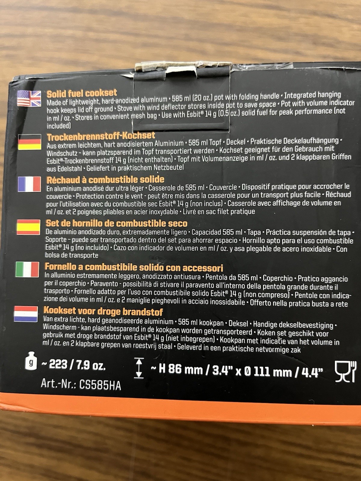 Esbit Solid Fuel Cookset ESB87013 Hard anodized aluminum construction. Open Box