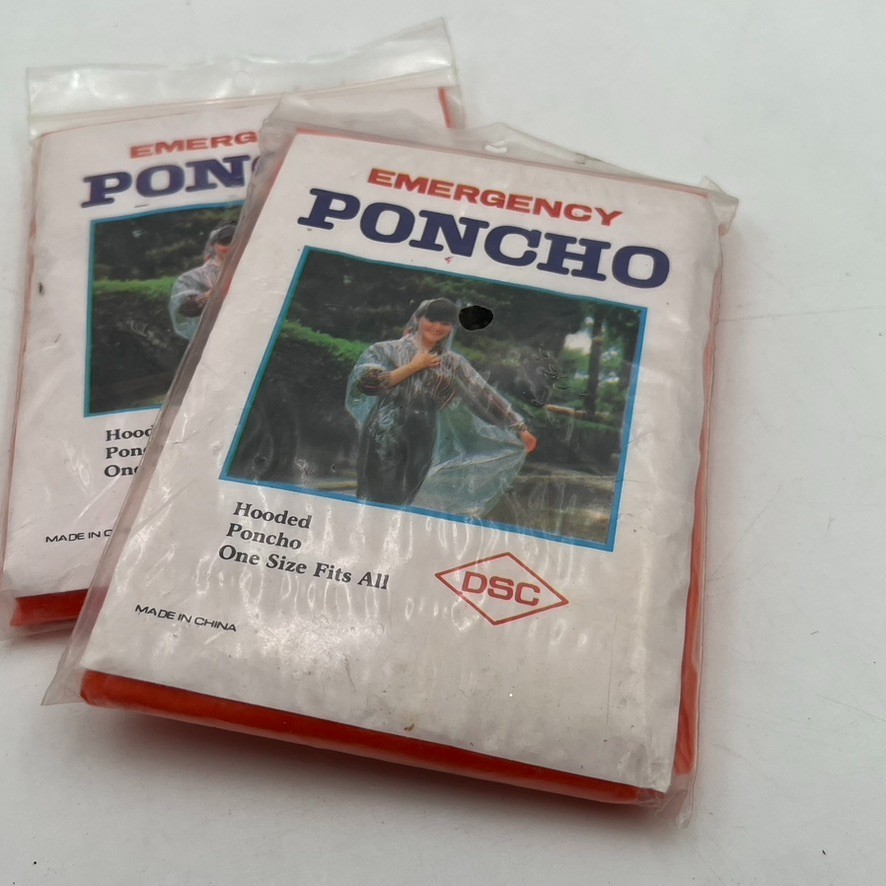 Lot Of 2 DSC Emergency Ponchos Orange Survival High Viz Visual Camping Hiking