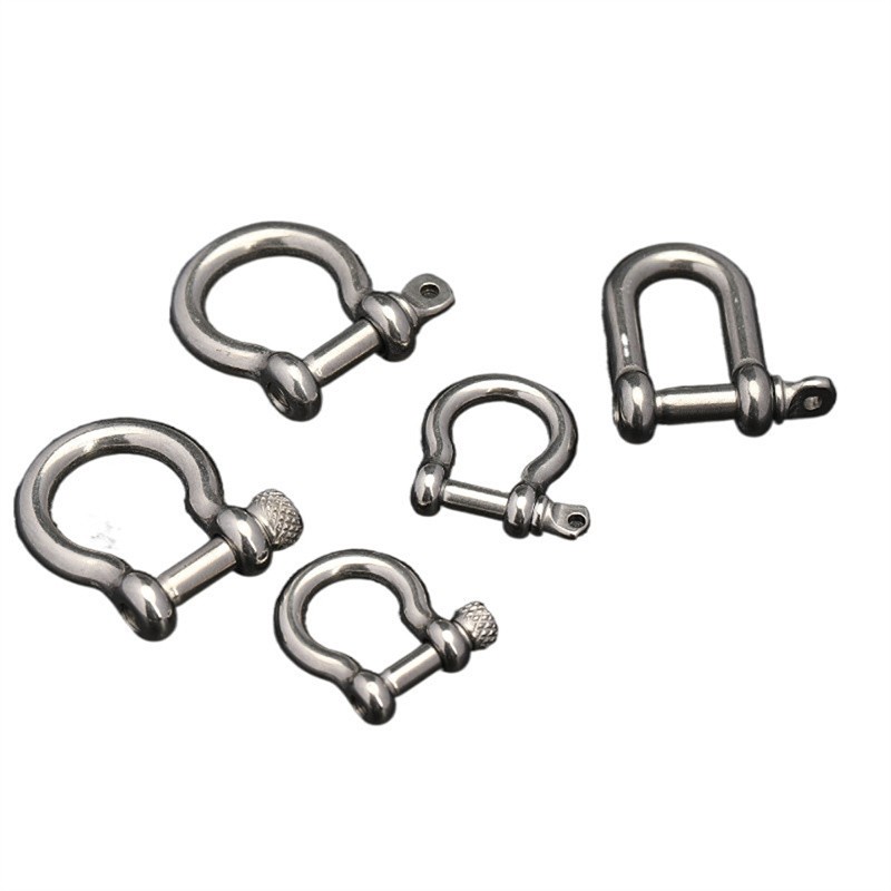 1 Pcs Stainless Steel Carabiner D Bow Shackle Fob Key Ring Hook Screw Buckle