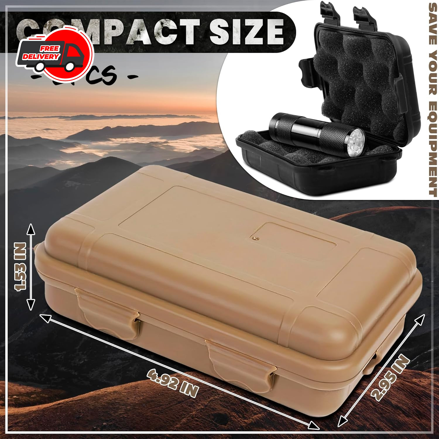 2 Pcs Small Hard Case with Foam – 4.92 x 2.95 Small Waterproof Box, Geocache …