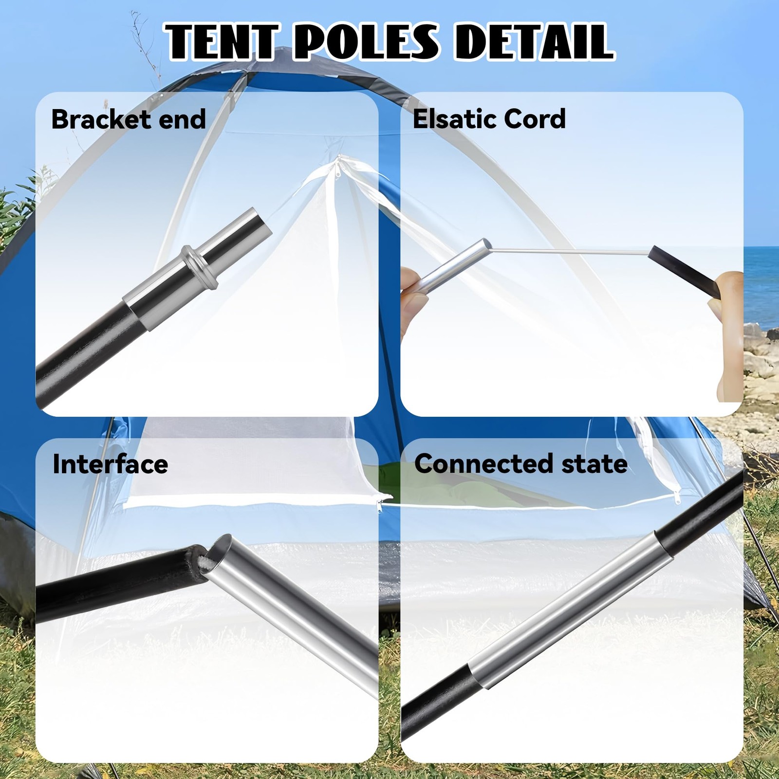 Vekclit 1PCS Tent Poles for Wakeman 2-Person Camping Tent, 169”, Black