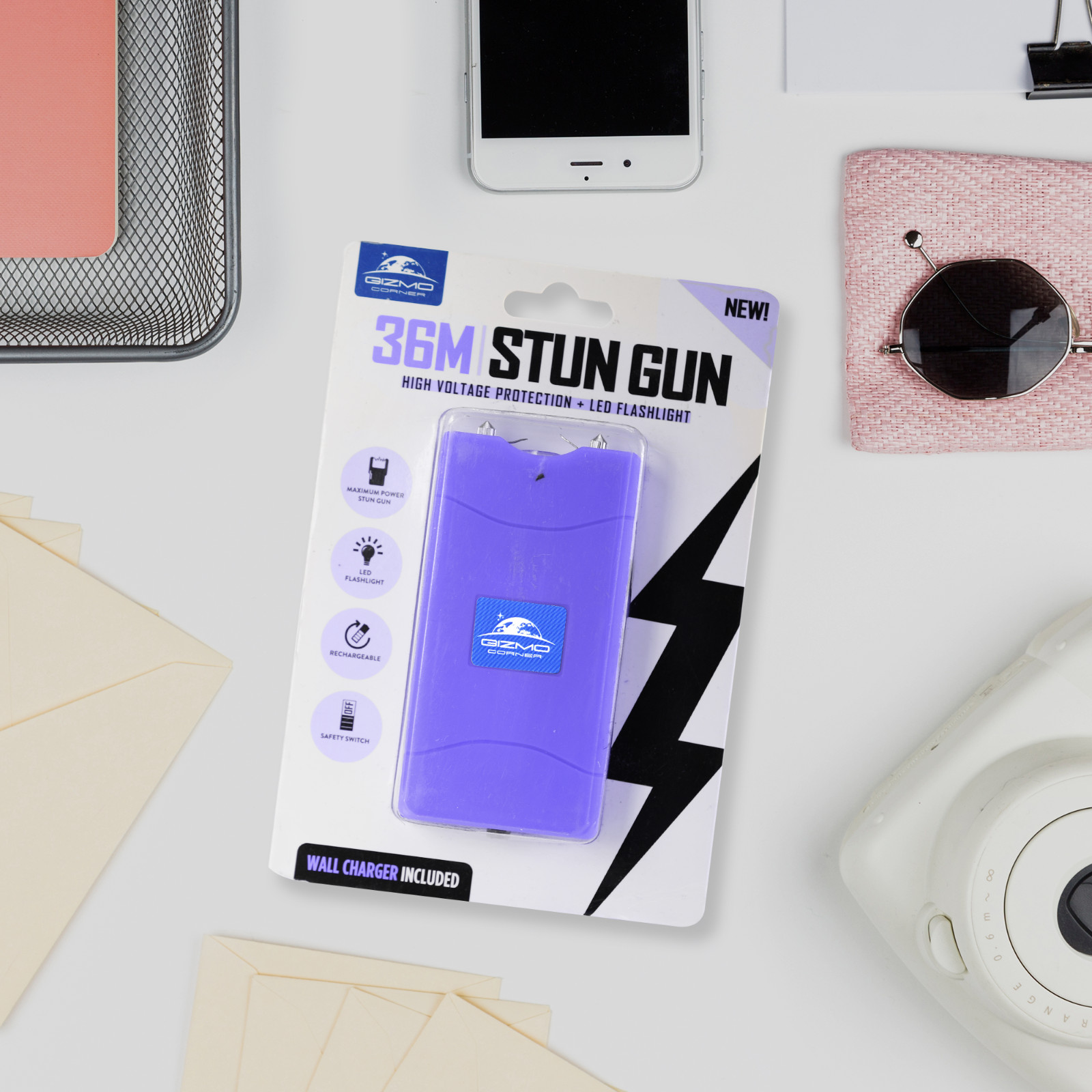 Gizmo Corner 36M High Voltage Defense Device, Rechargeable Mini w/ LED