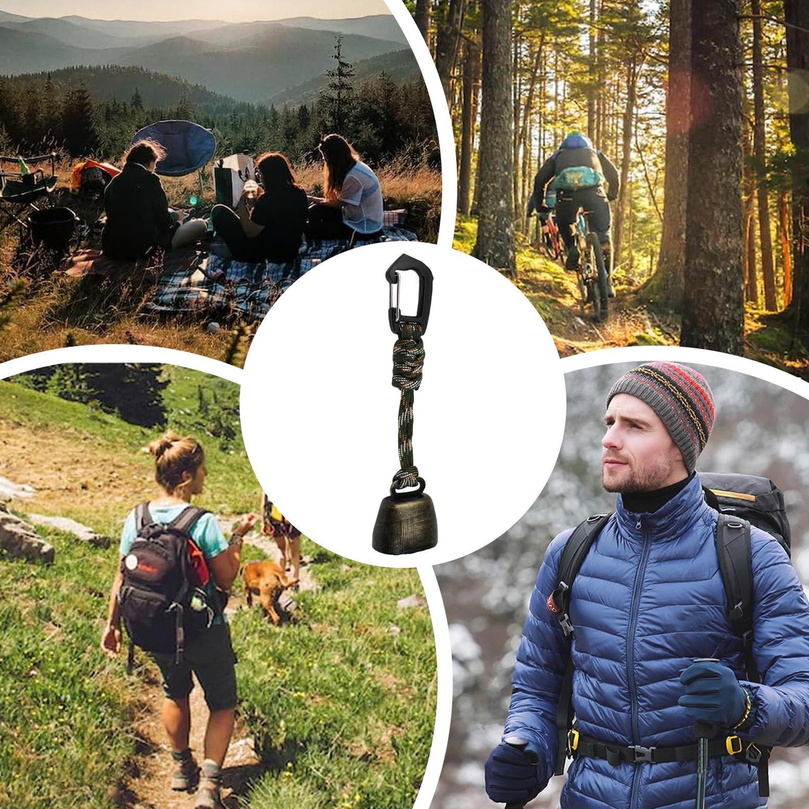 Bear Bell Hiking Adventure Loud Hiking Bell Safety Protection Bell w/ Carabiner