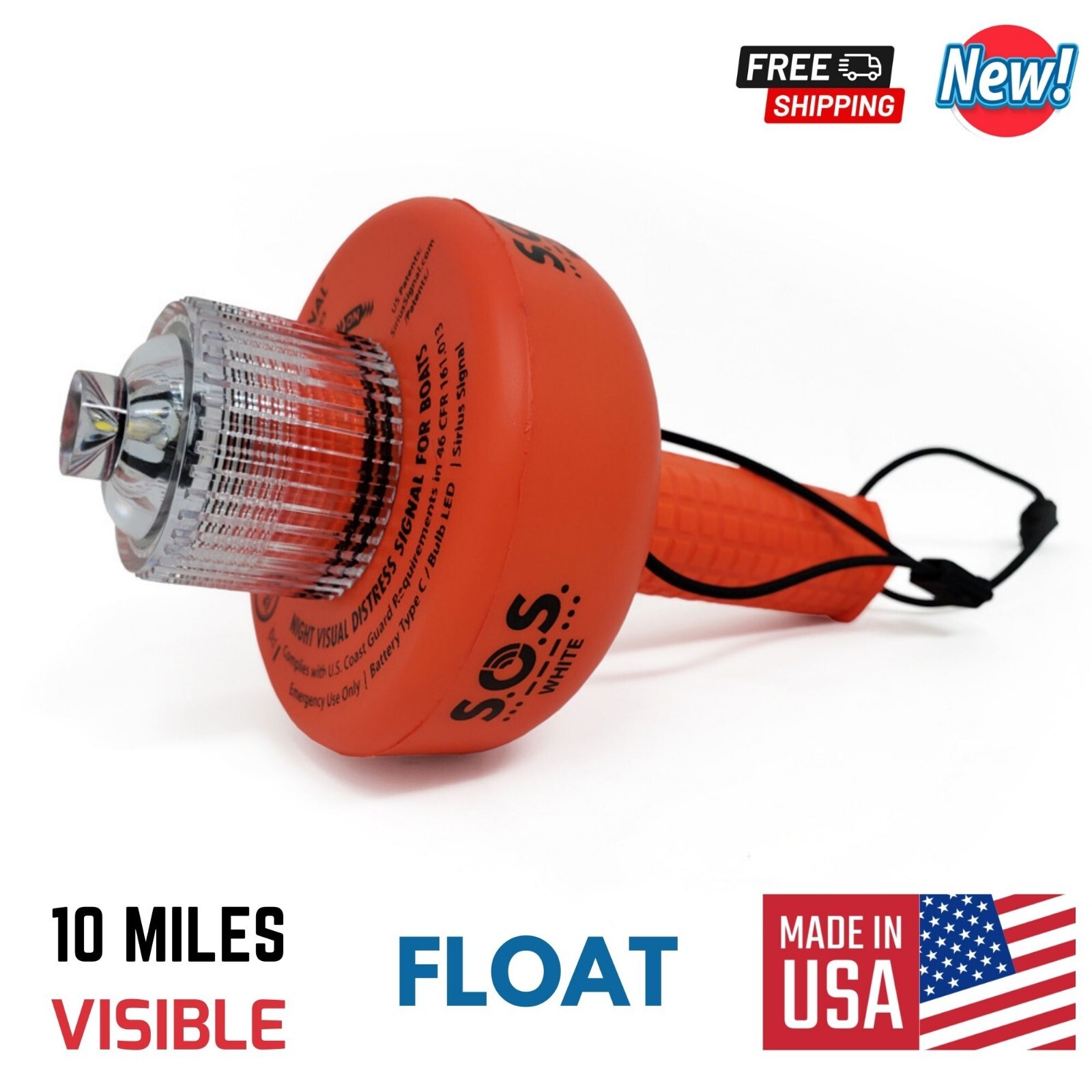 Electronic Distress Flare Flag Waterproof SOS Sea Emergency Signal USCG Approved