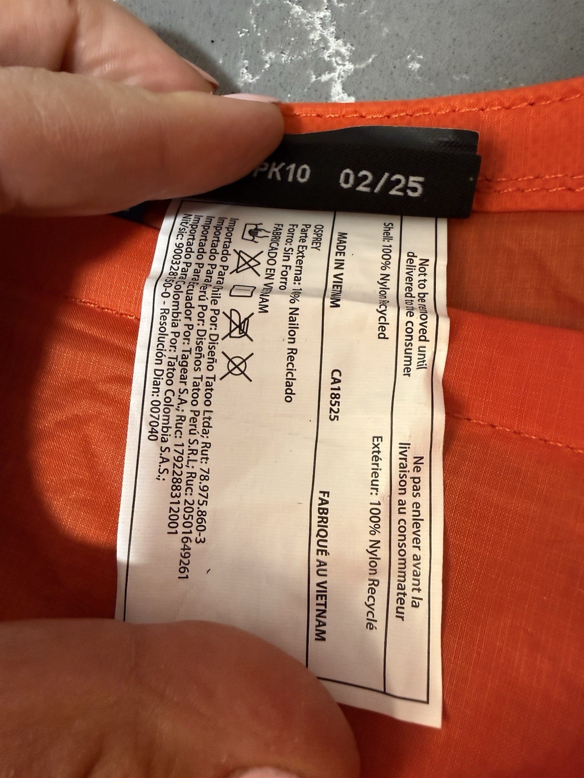 Osprey Ultralight Dry Sack 12L Outdoor Camping Hiking Expandable Packing Orange