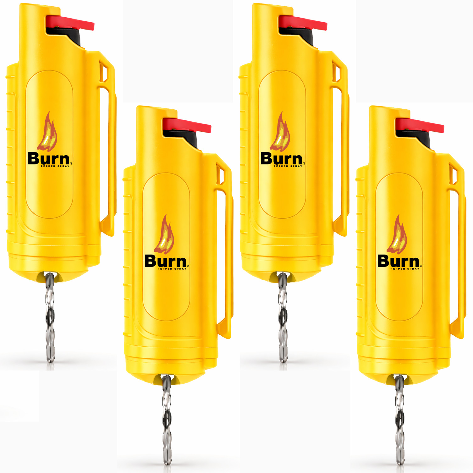 4 Pack Burn Pepper Spray Keychain 0.5 oz Maximum Strength OC Self Defense Yellow