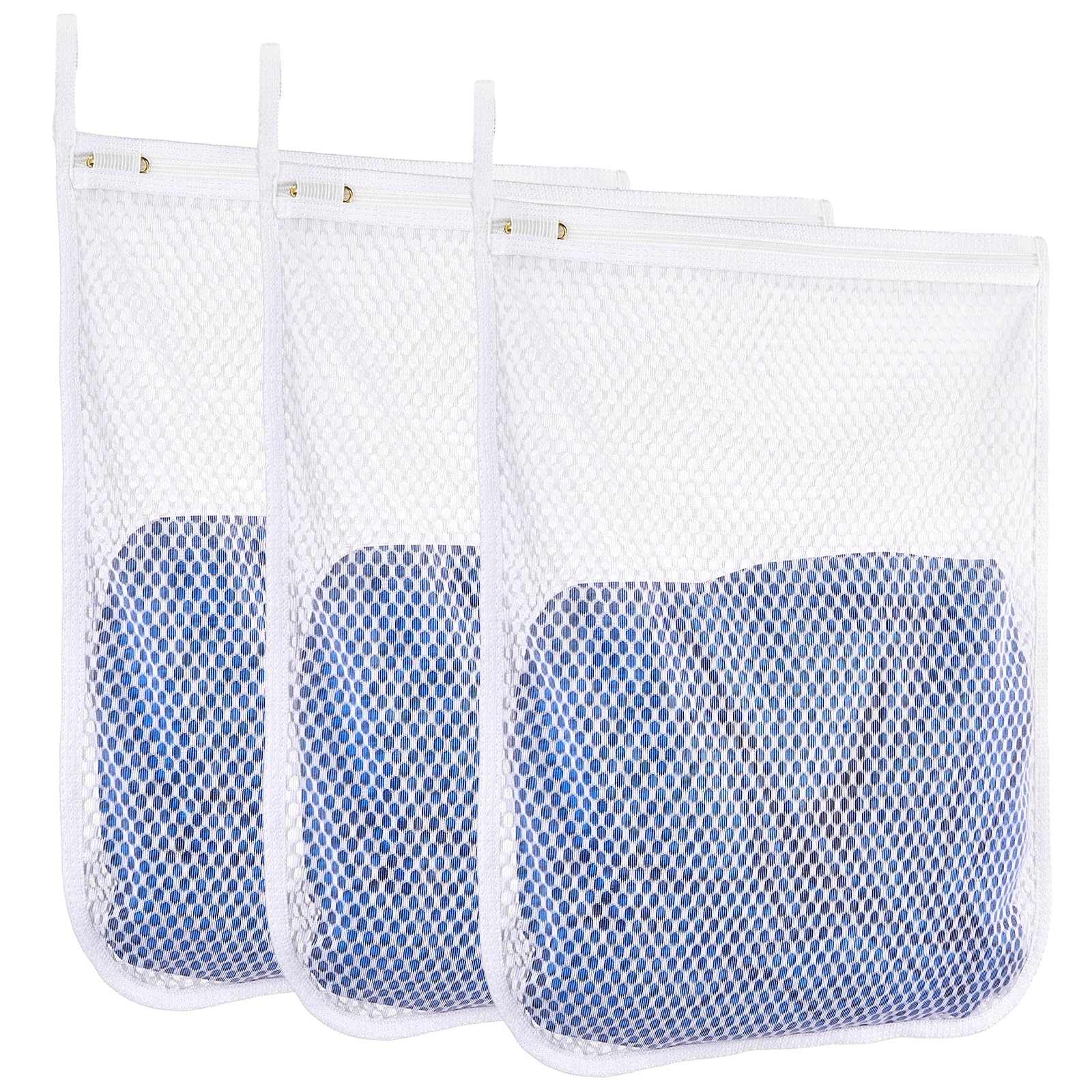 3 pcs Durable Honeycomb Mesh Laundry Bags for Delicates 12″ x 3 Medium, White