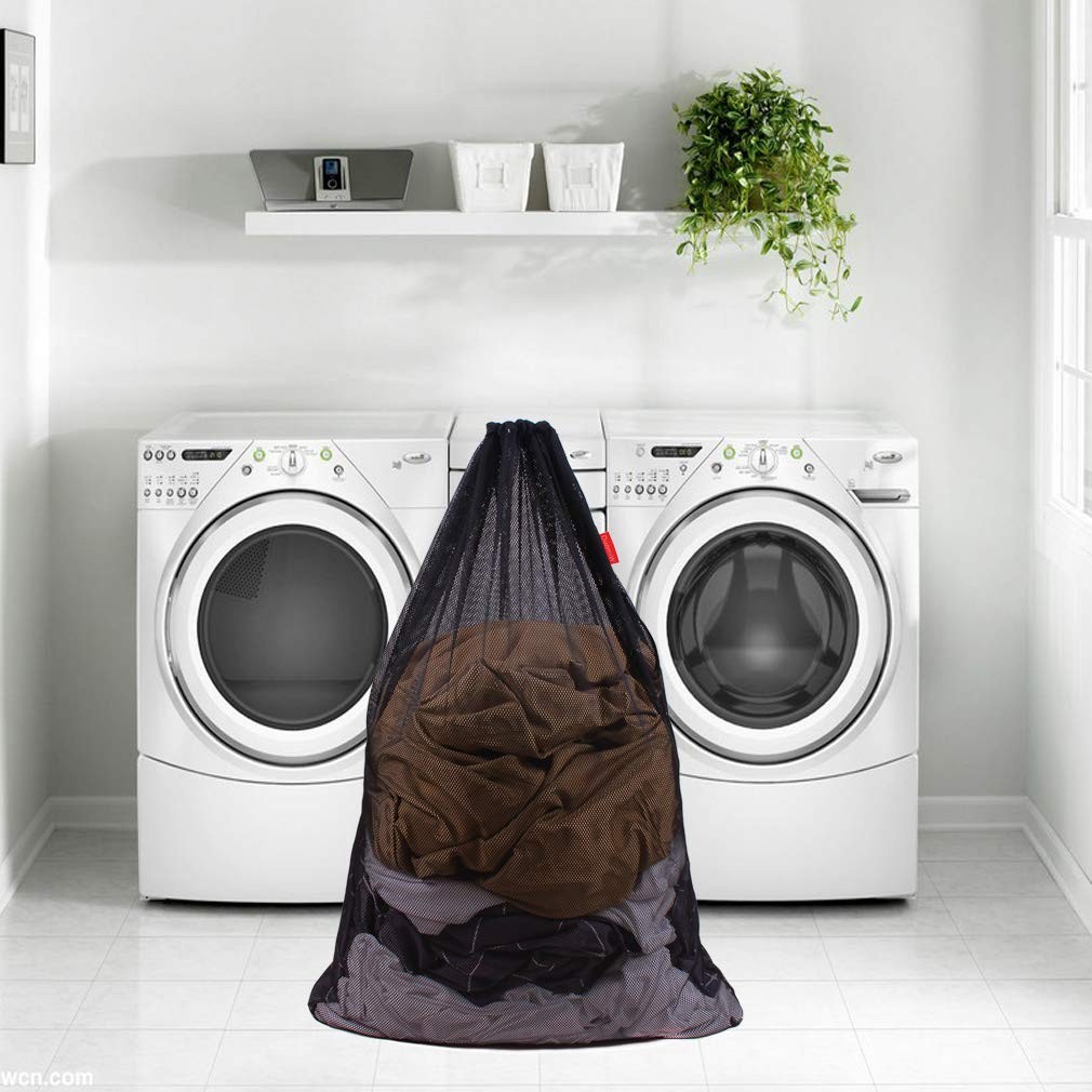 DuomiW 2 Pack Mesh Laundry Bags, 24 x 36 Inches Heavy 24 x 36 Inches, Black