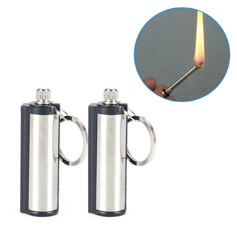2PCS Outdoor Fire Starter Permanent Match Lighter Survival Tool Flint Keychain