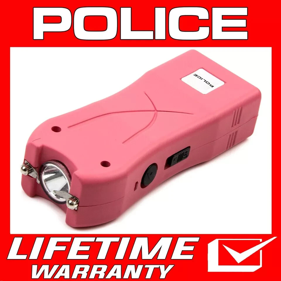 POLICE Stun Gun 398 Max Volt Mini Rechargeable LED Flashlight Pink