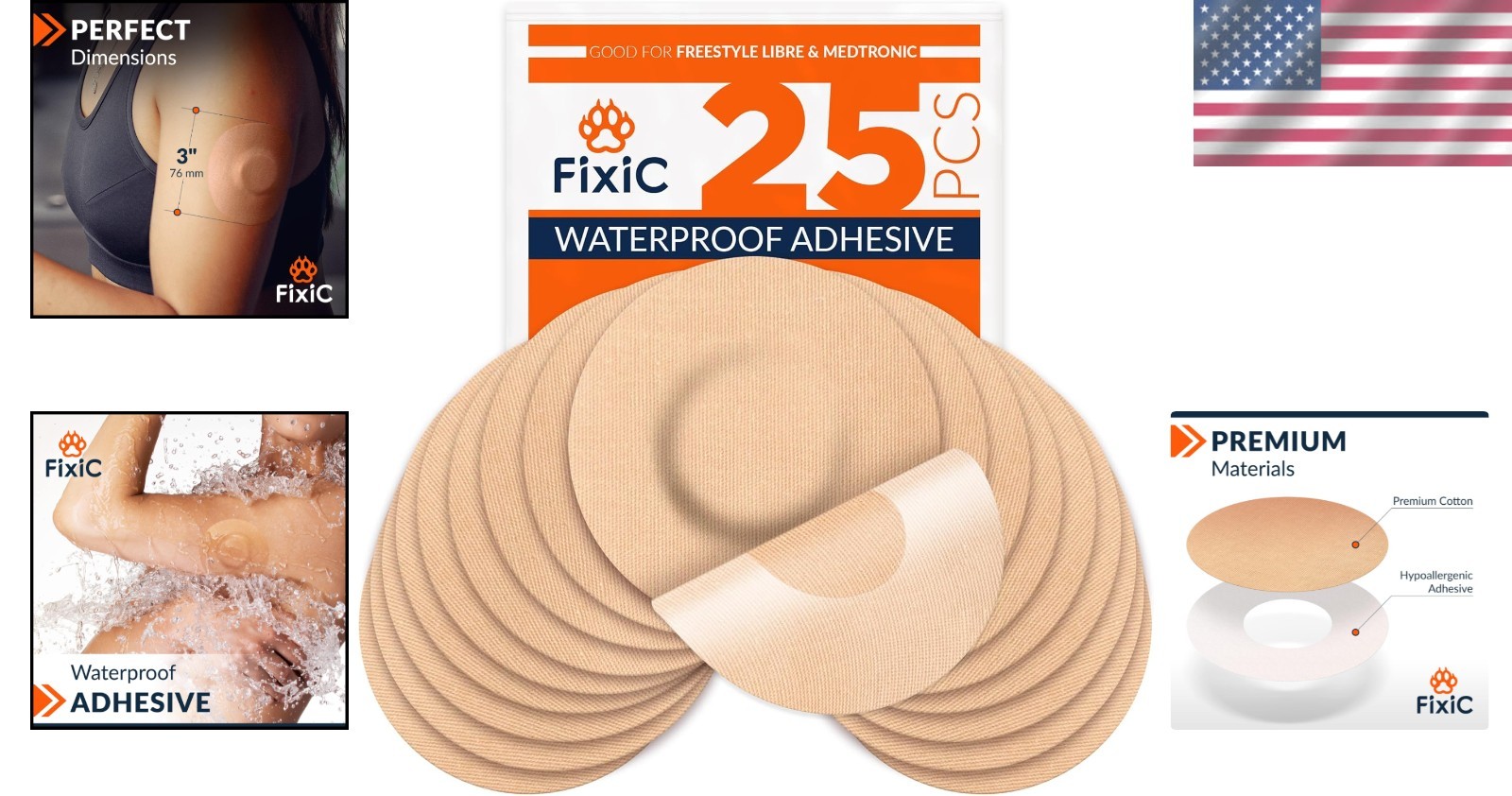 Long-Lasting Adhesive Patches for Libre & Guardian – No Glue Center – 25 Count