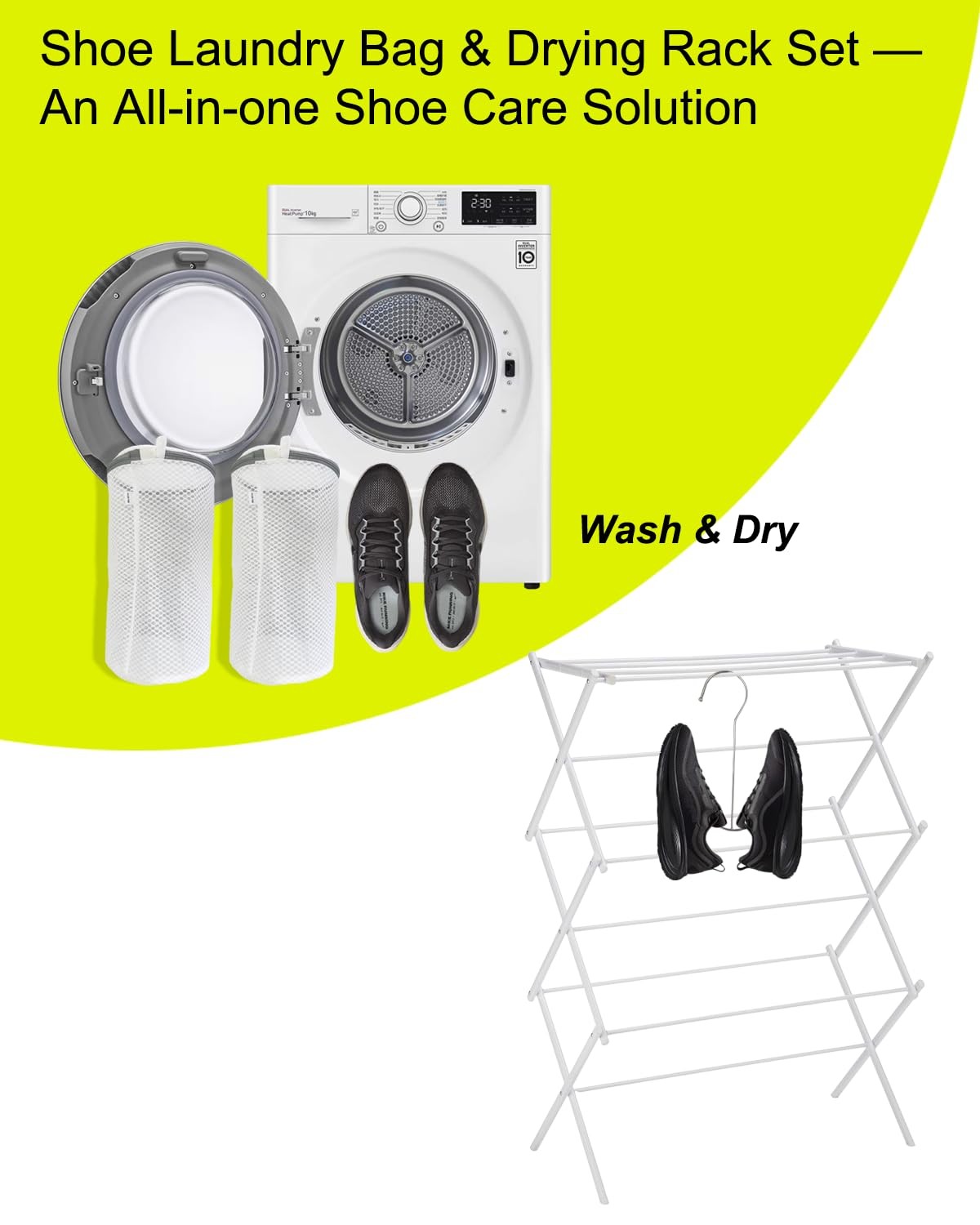 ShooBoo Shoe Washing Machine Bag,3 Pack Laundry Bag 7.9″ x 13.8″, White