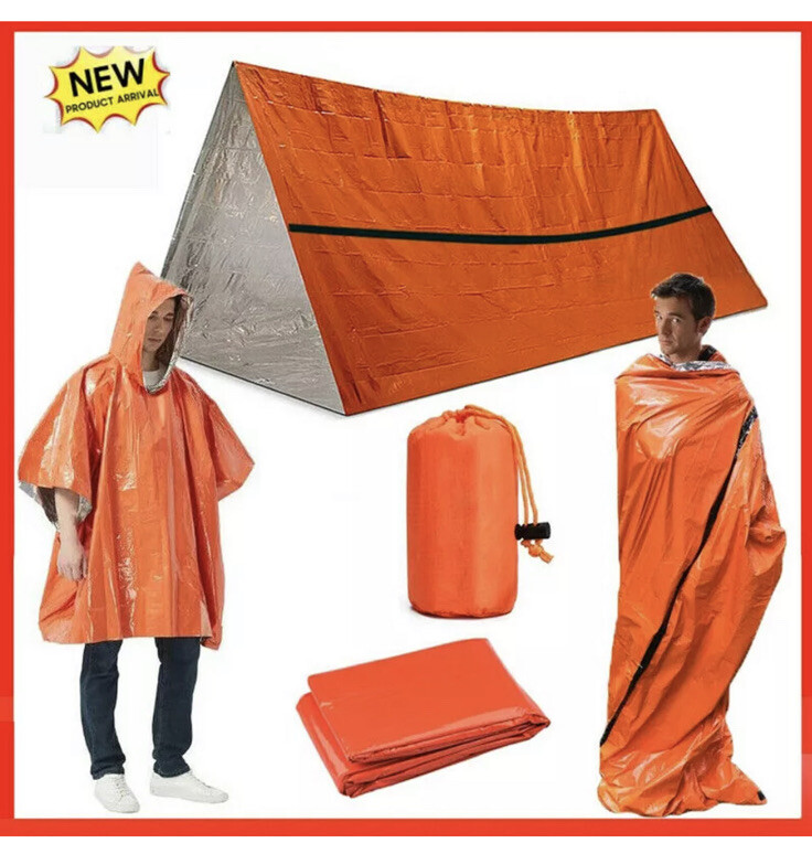 Waterproof Emergency Compact Sleeping Bag Survival Thermal Mylar Blanket Shelter