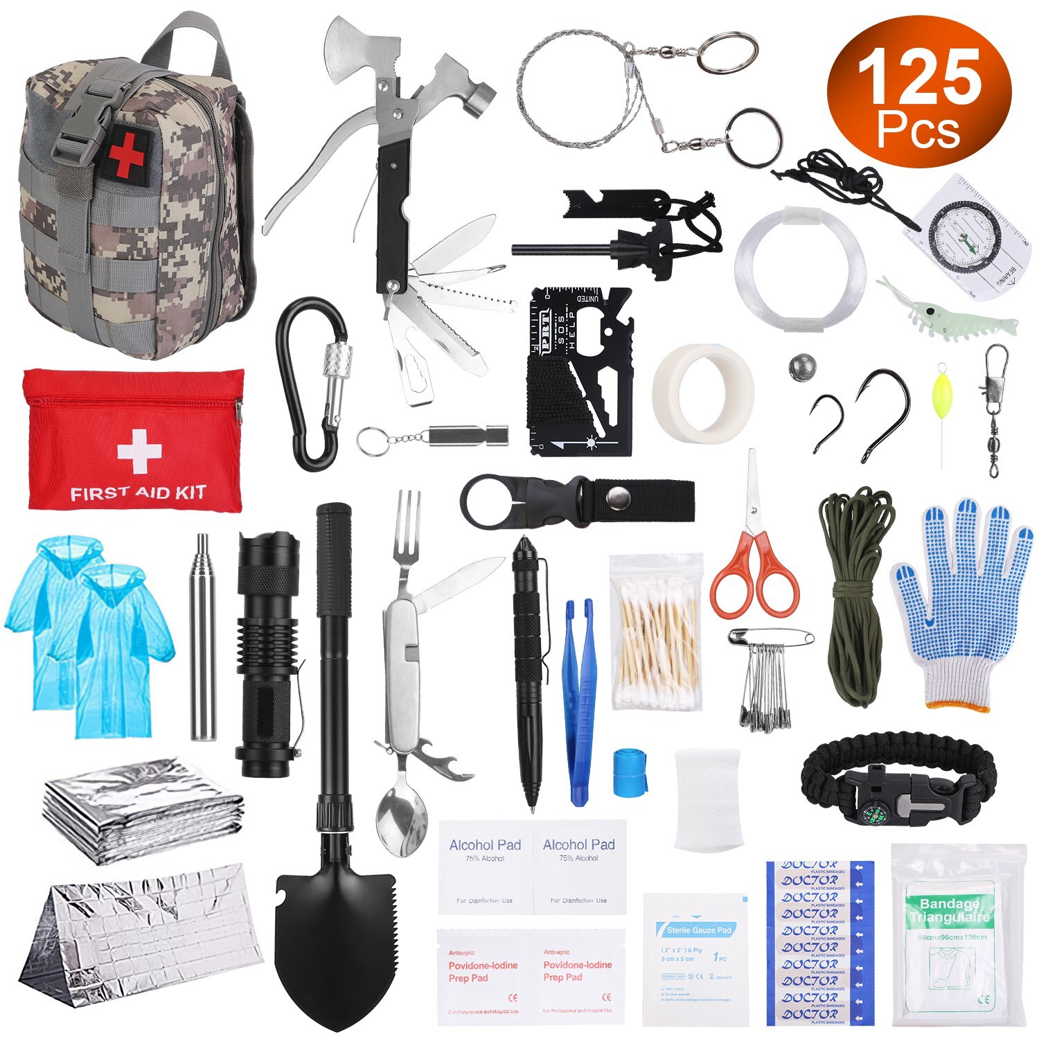 125PCS/set Emergency Survival Kit with Survival Gear tool first aid for Backpack