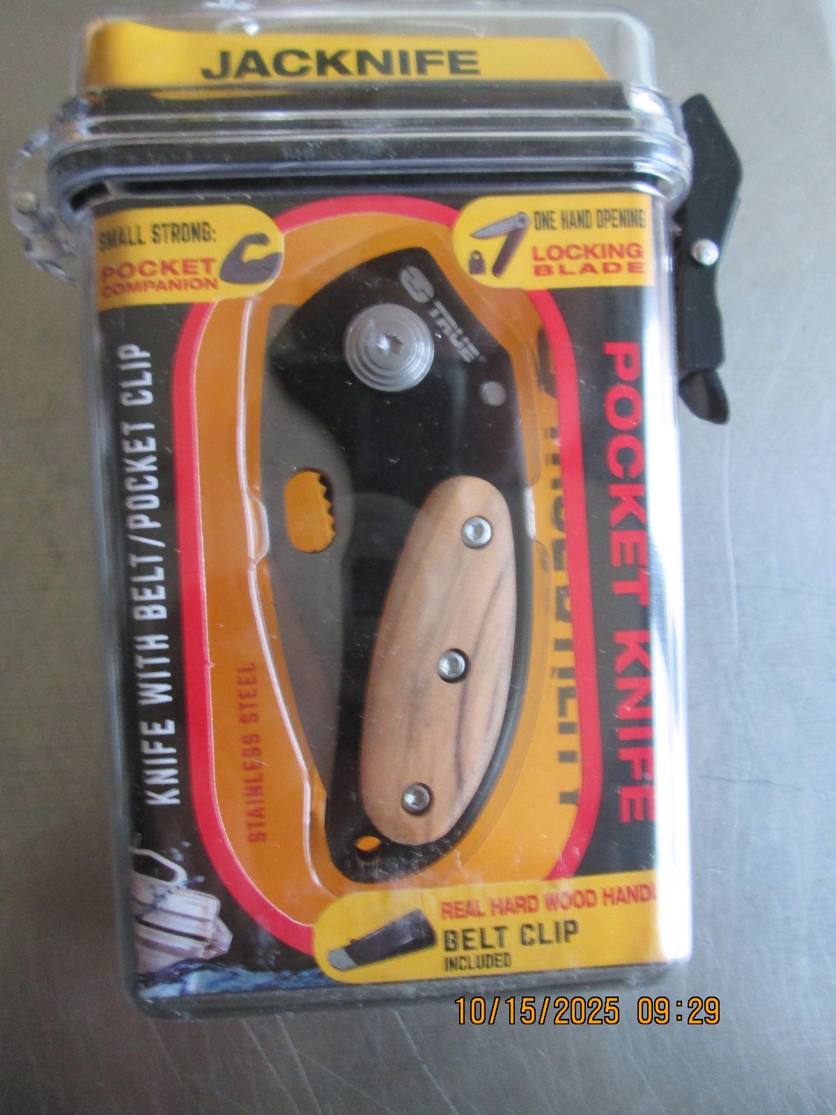 TU576 TRUE UTILITY JACKNIFE POCKETKNIFE ONE HAND OPENING REAL HARD WOOD HANDLE