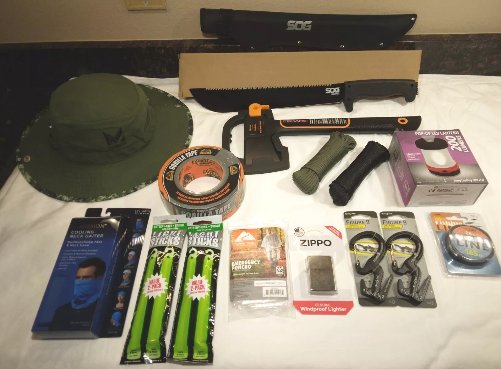 Camping & Wilderness Survival Kit | 14-Piece Outdoor Hiking Gear Set SOG Machete