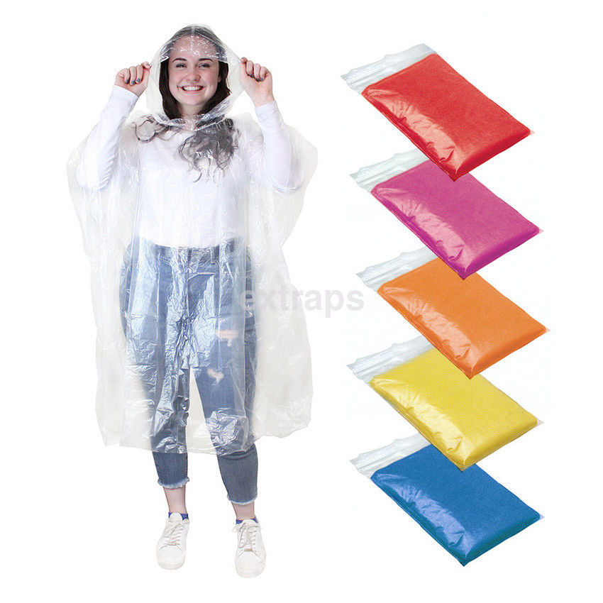 Disposable Adult Emergency Waterproof Hood RainCoat Poncho Hiking Camping