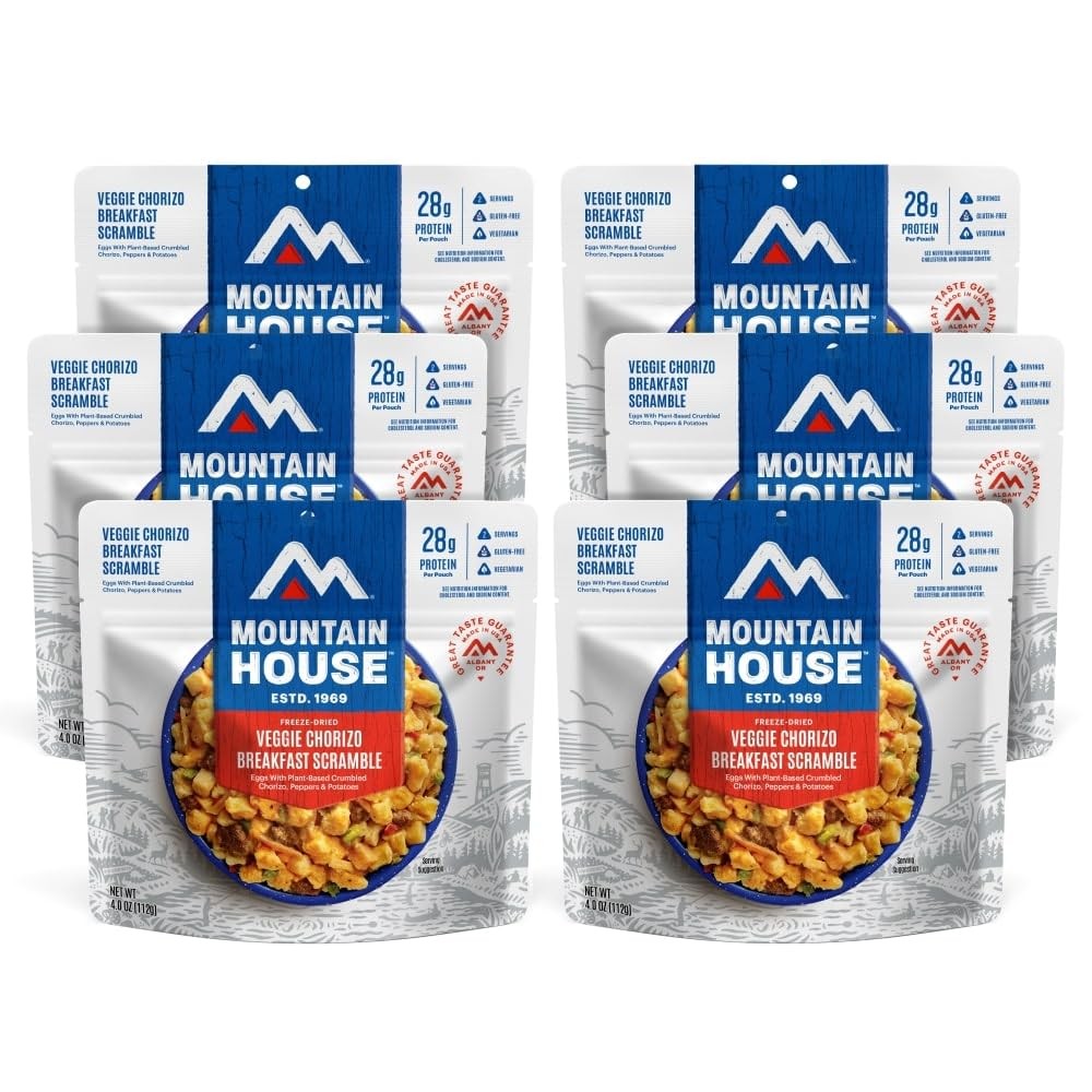 Mountain House Veggie Chorizo Breakfast Scramble | 6 Pouches, Blue