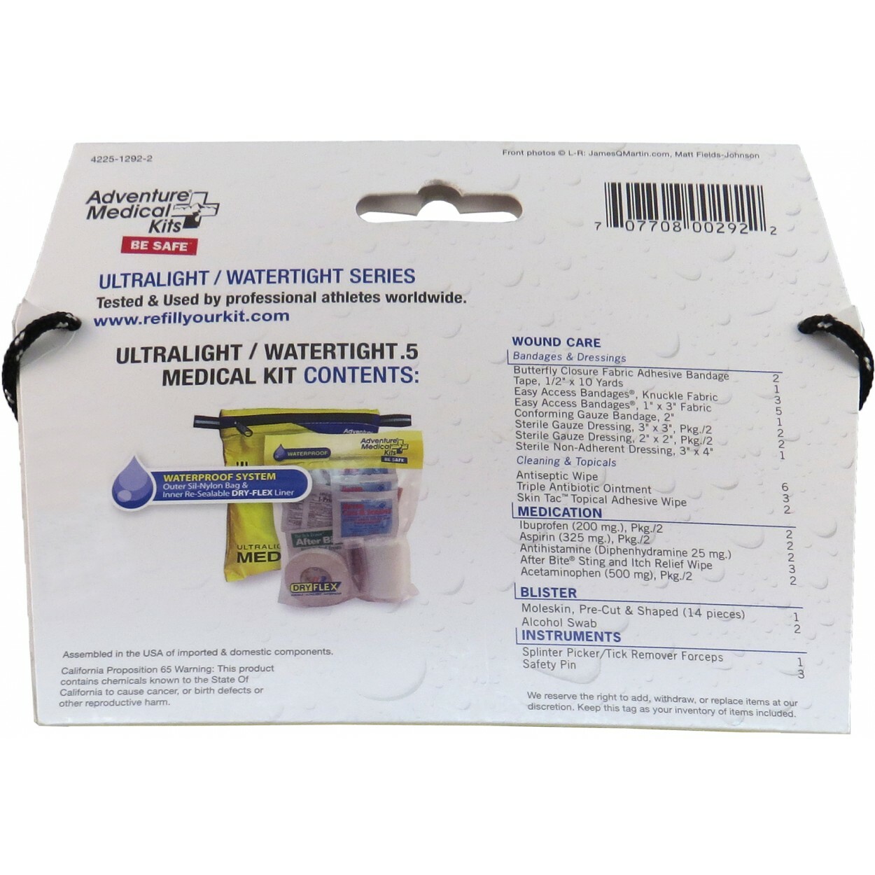 Ultralight/Watertight .5 First Aid Medical Kit Hiking, Kayaking, Skiing, Biking
