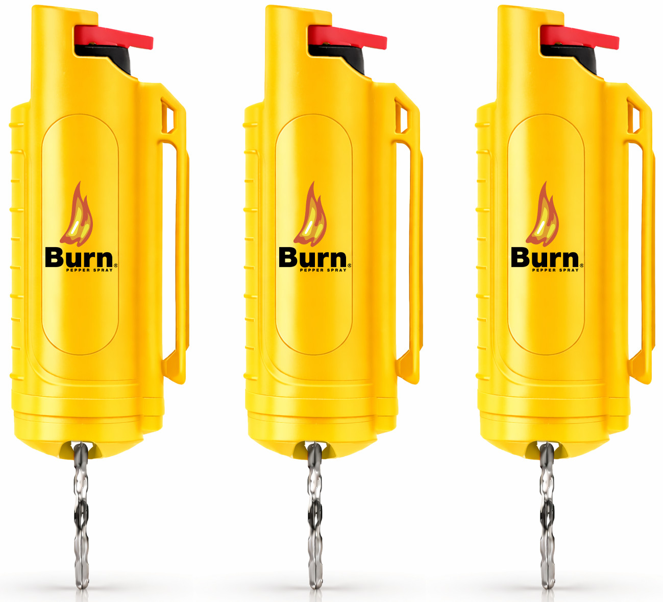 3 Pack Burn Pepper Spray Keychain 0.5 oz Maximum Strength OC Self Defense Yellow