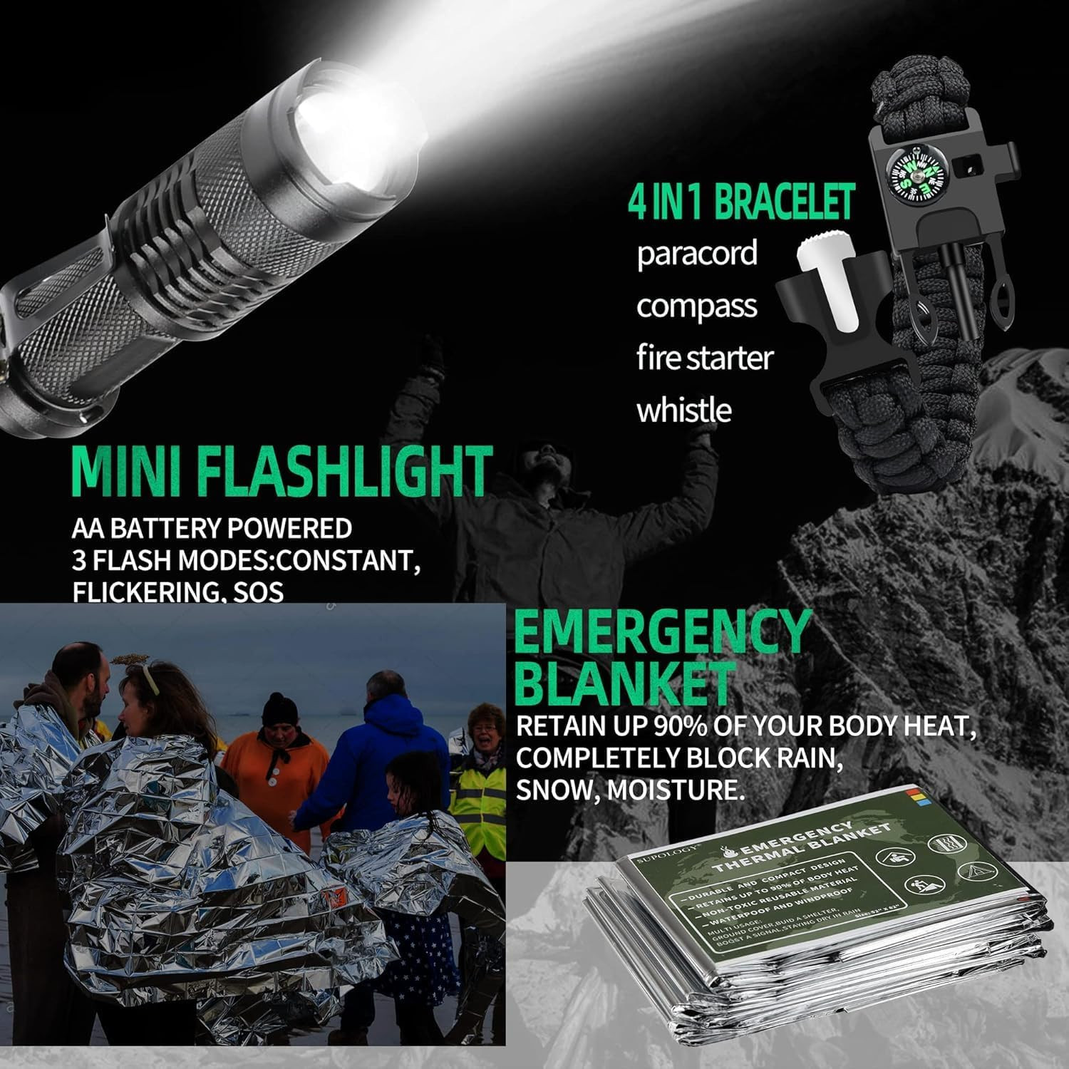 Survival Gear and Equipment First Aid Kits Multi-Purpose Emergency Tool Kits wit