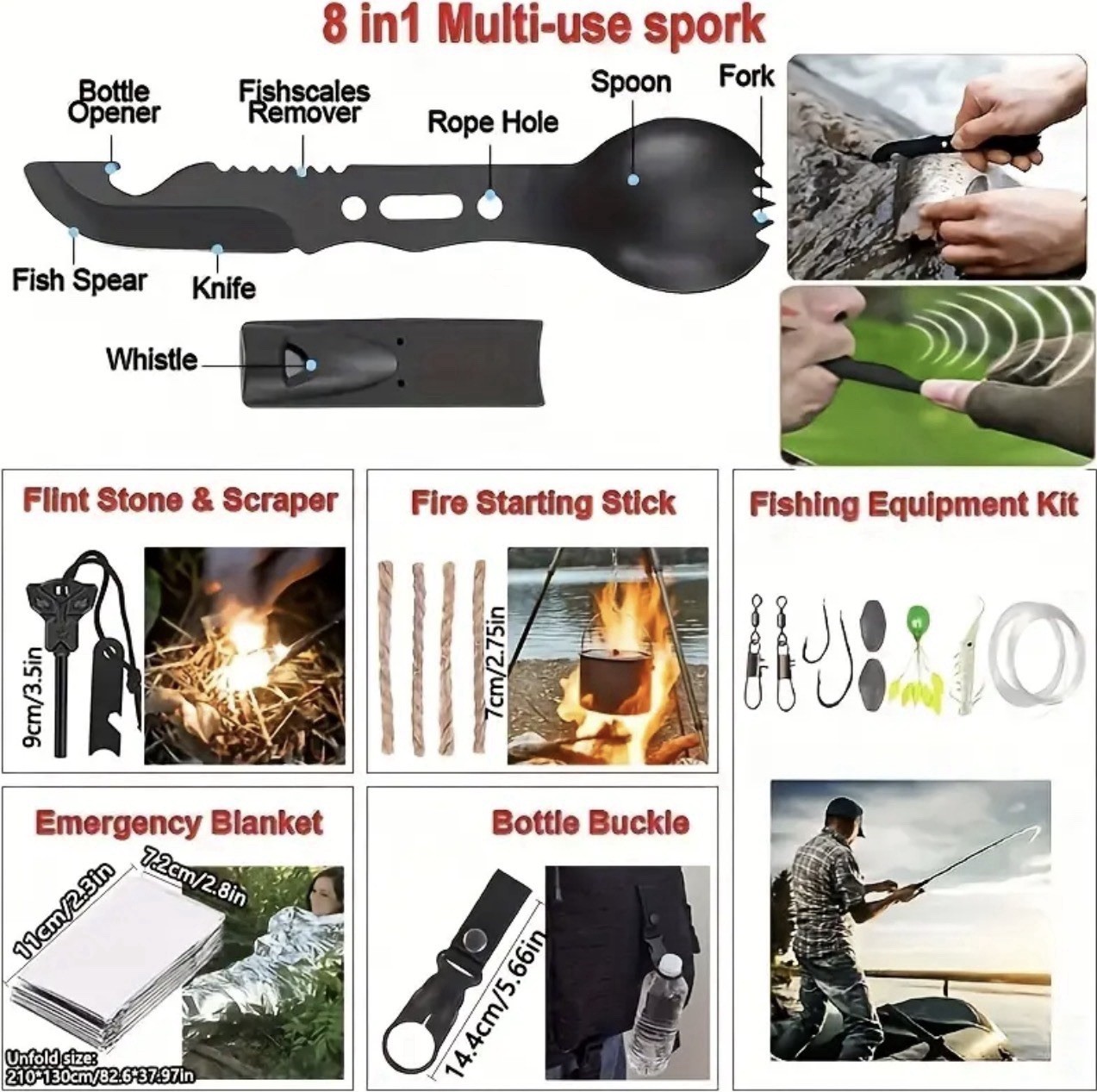 258 PCS Survival Gear Kit Camping Emergency Equipment Outdoor Tools Gift for Men