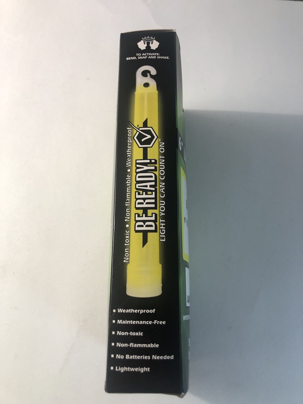 6″ Yellow Lightsticks (Pack of 10), BP-9-60074, 12 hours, Be Ready!