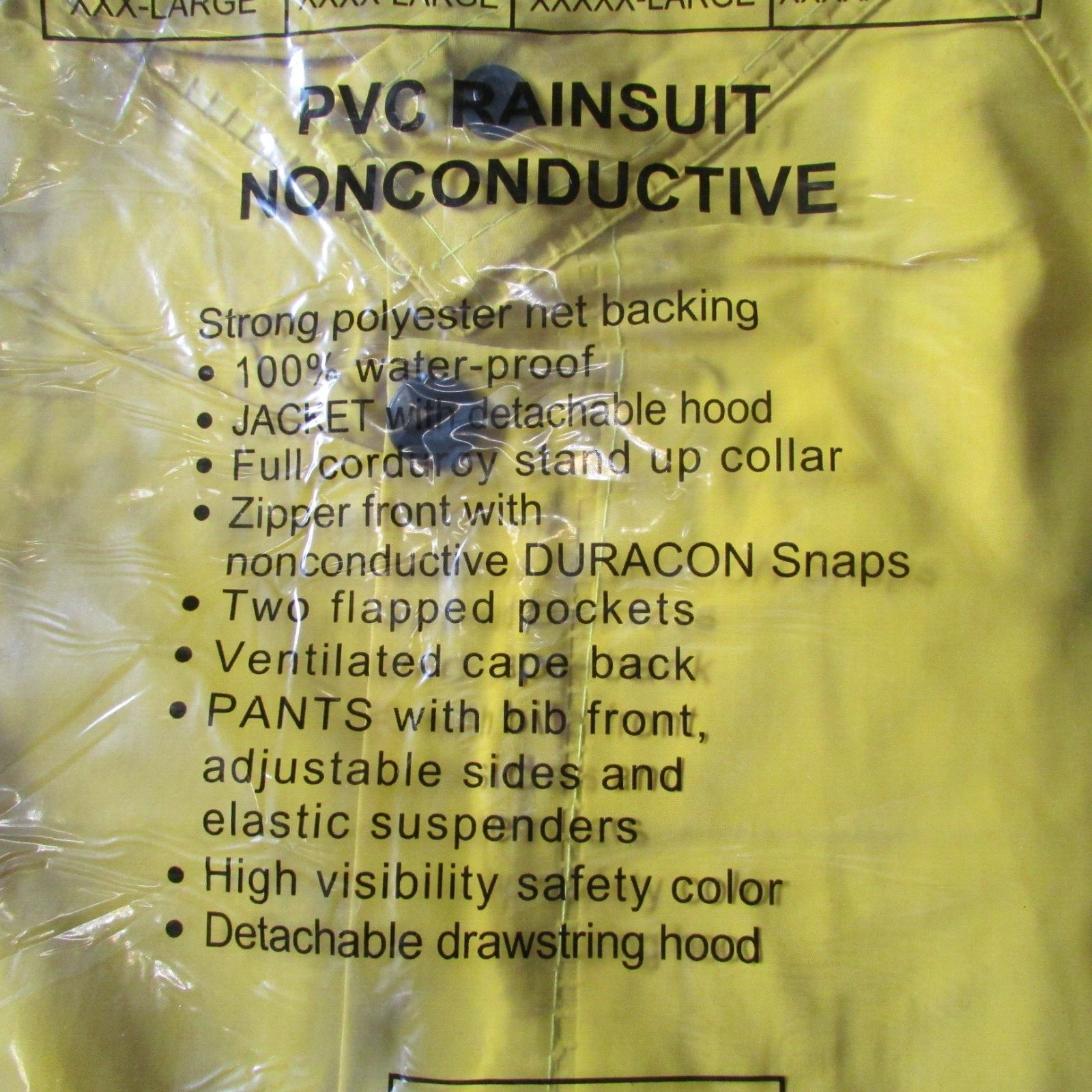 DuraWear PVC Rainsuit – Nonconductive – Yellow – 5XL – Jacket,Pants,Hood (G 42)