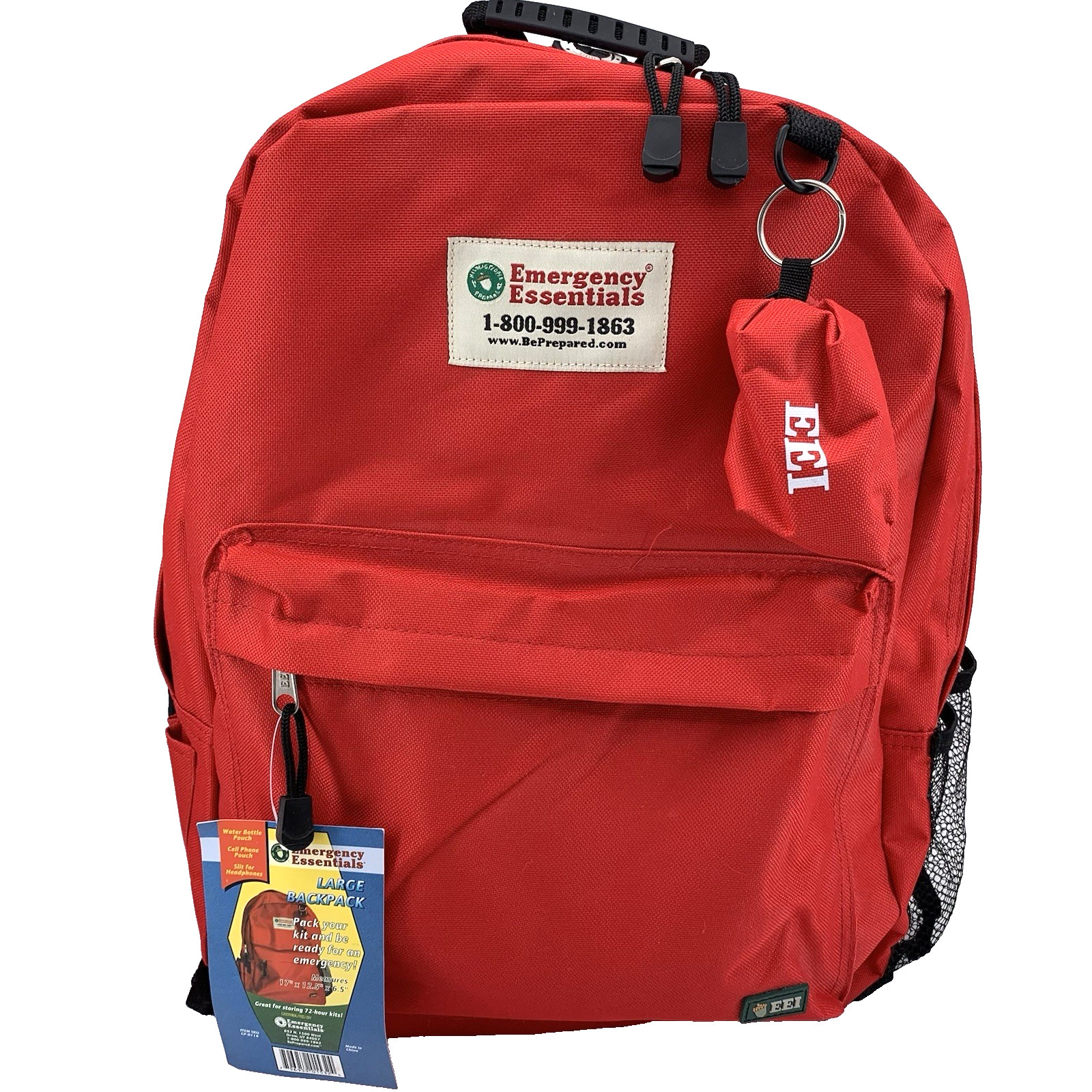 Emergency Essentials Large Red Backpack Bug Out Bag Survival Prep 72-Hr Kit New