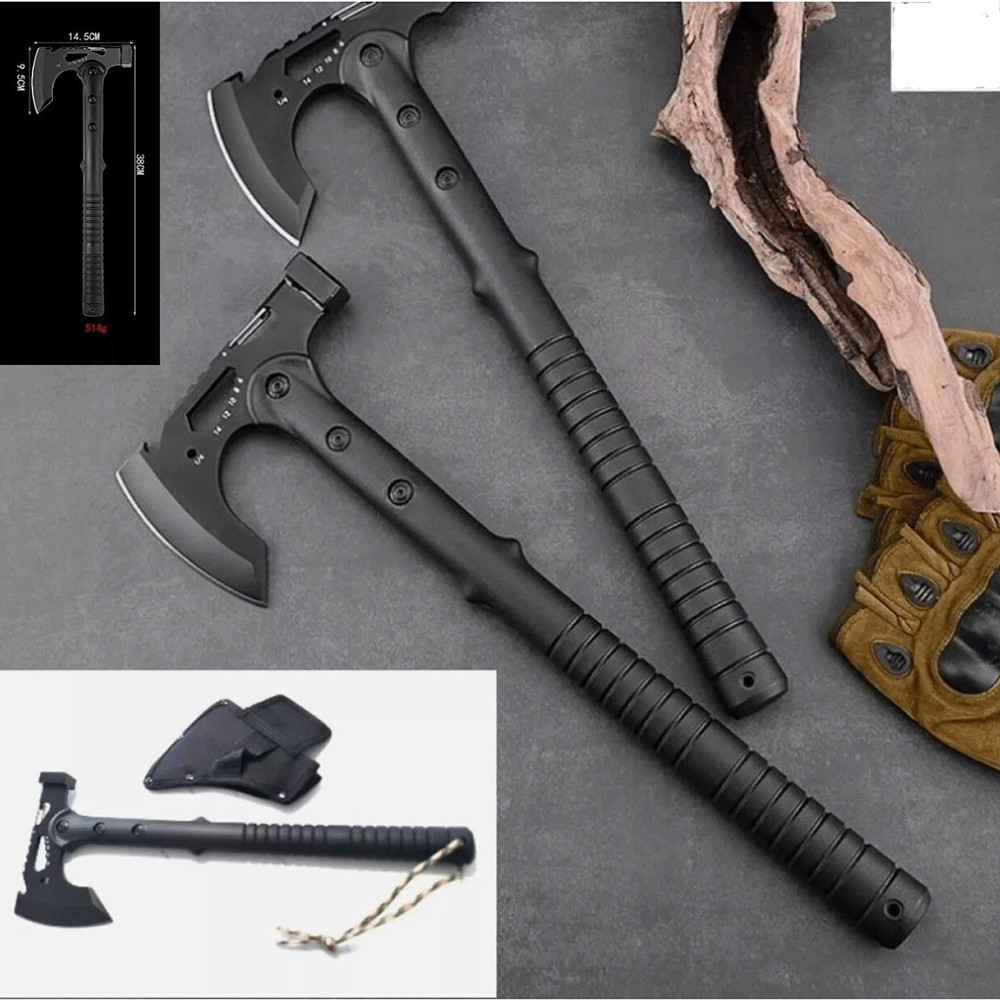 NEW Multi Function Hammer Axe for Survival Camping Heavy Duty Steel Head Construction