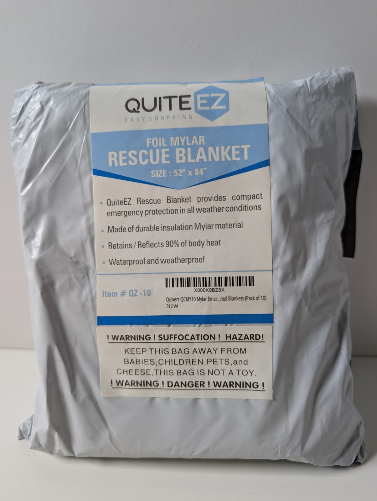 Mylar Rescue Blankets 52″x84″ Quite EZ QZ Sealed Pack Of 10