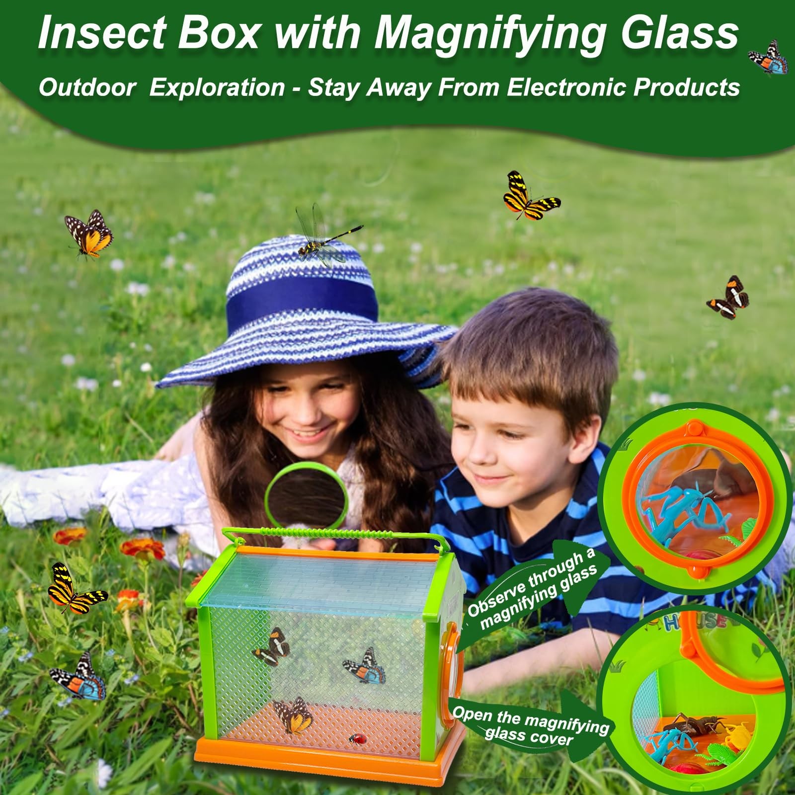 Explorer Set for Kids Ages 4 and Up, 12 Piece Explorer Set Kid Ages 5, with Insect Box…