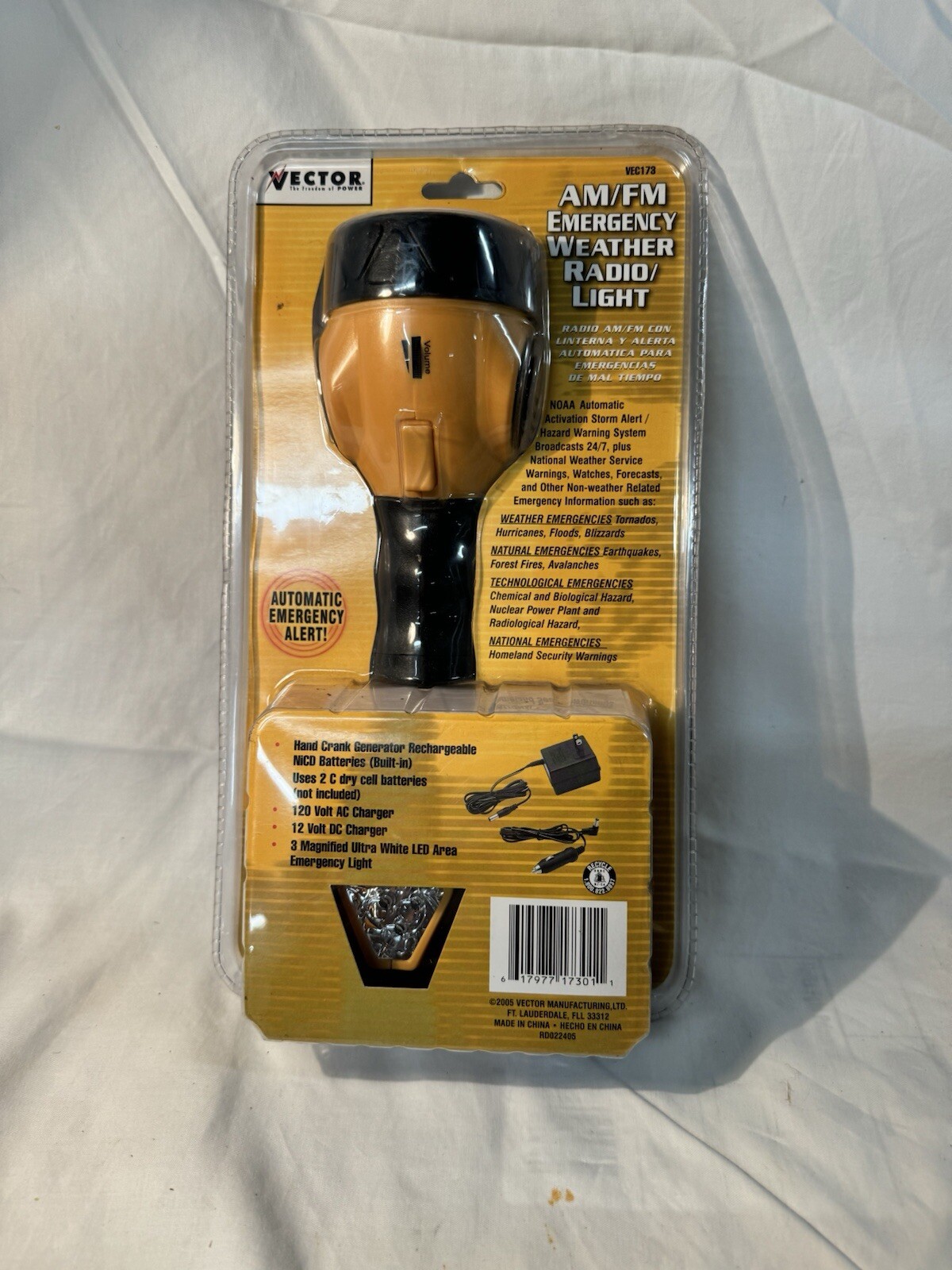 New Vector VEC173 Storm Tracker AM/FM Emergency NOAA Weather Radio Flash Light