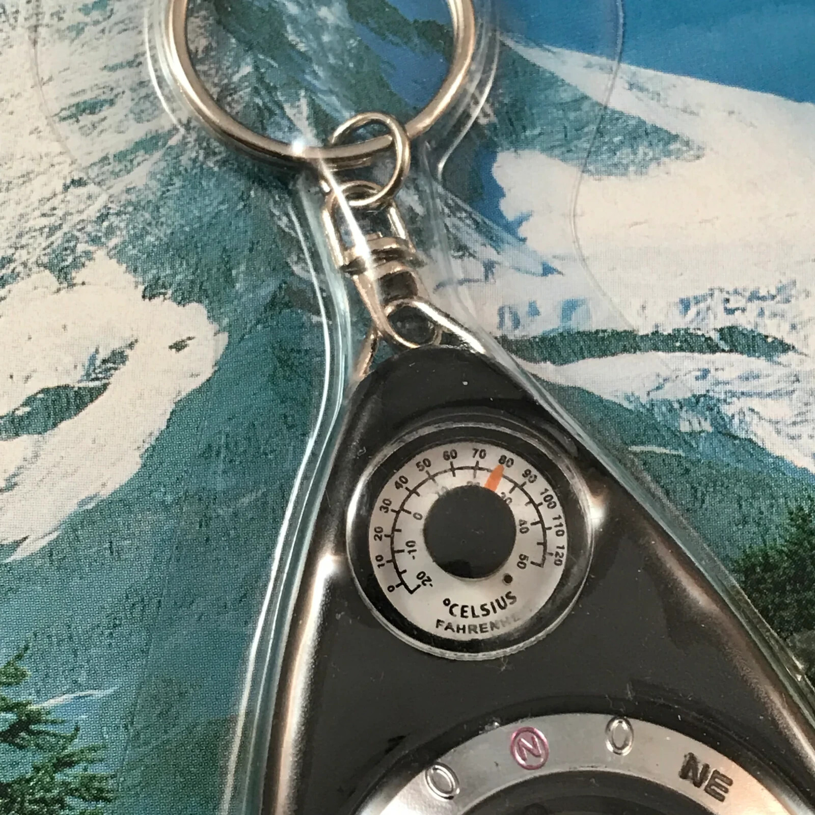 Survival Compass and Thermometer Keychain Tool (CS-177) with Keyring. Ships Free