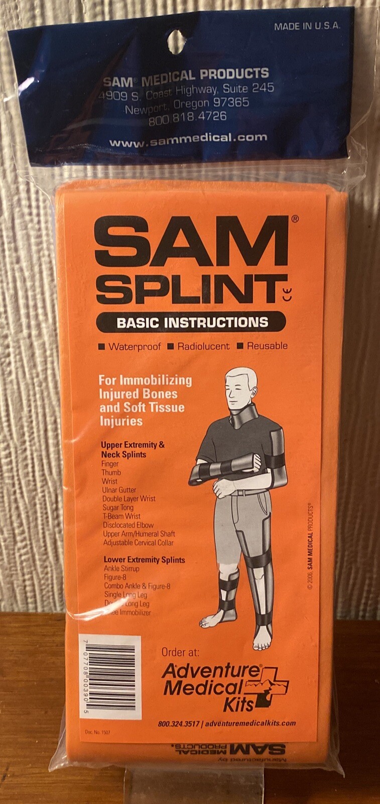 Sam Splint 36 Inch – Reusable Lightweight Waterproof Compact Versatile Med Kit
