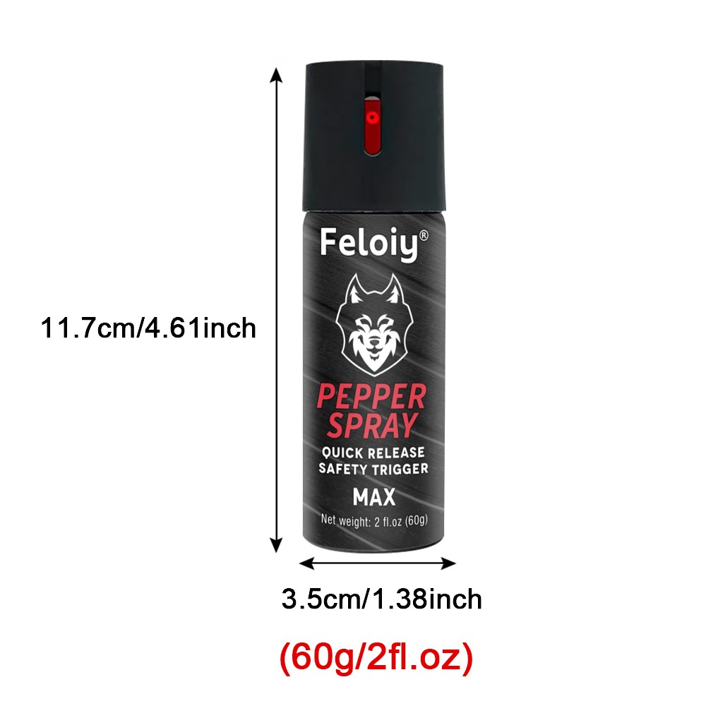 1 Bottle Feloiy Pepper Spray 2oz With Quick Release Safety Trigger Self Defense