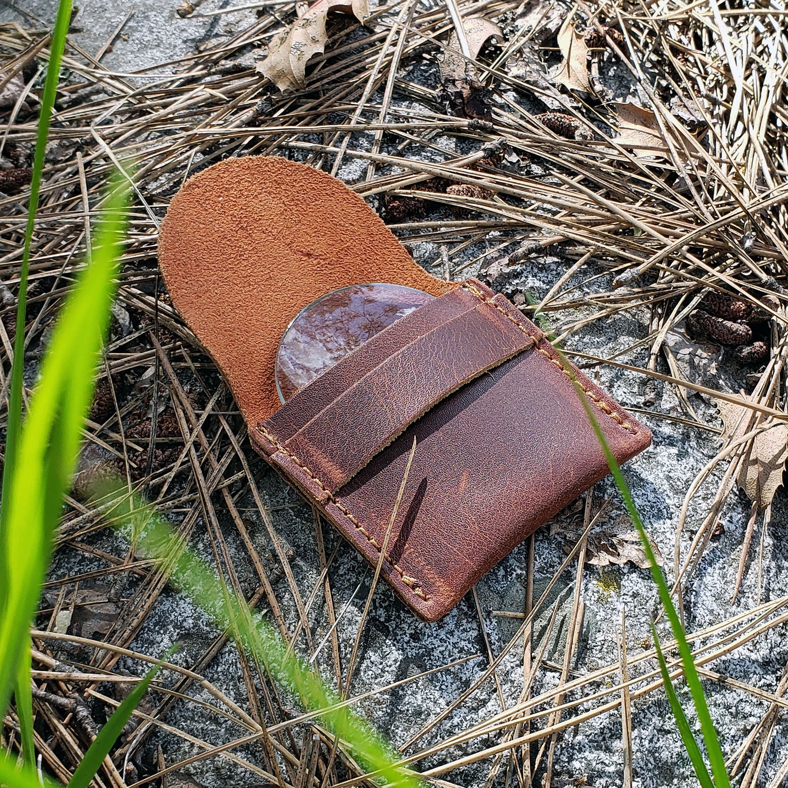 Pocket Magnifying Lens in Leather Carry Pouch for Fire Making, Tracking, Plant I