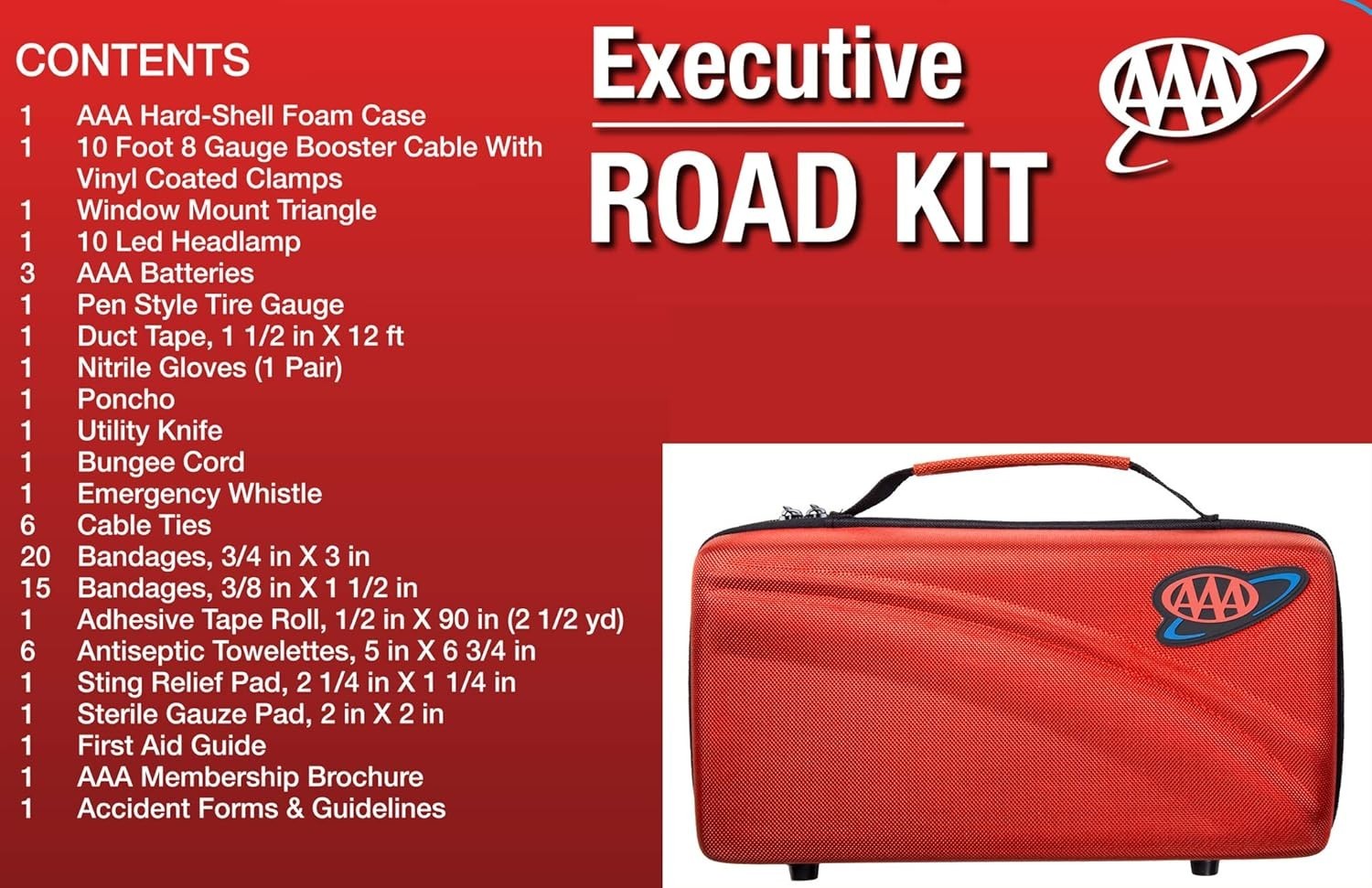 Lifeline AAA Executive Road Kit, 67 Piece Emergency Car and First Aid Kit