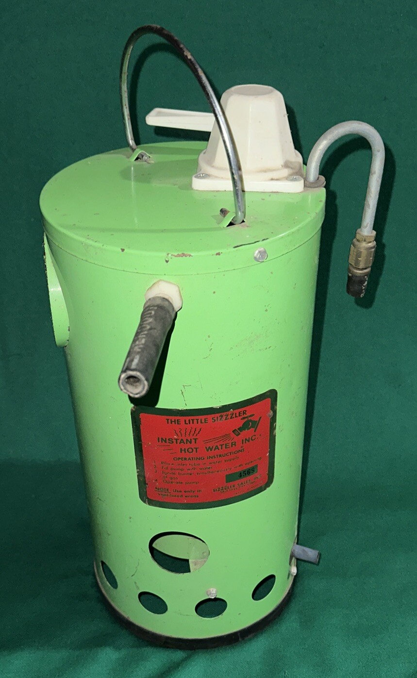 70s VINTAGE THE LITTLE SIZZLER PROPANE INSTANT HOT WATER HEATER CAMPER GLAMPER