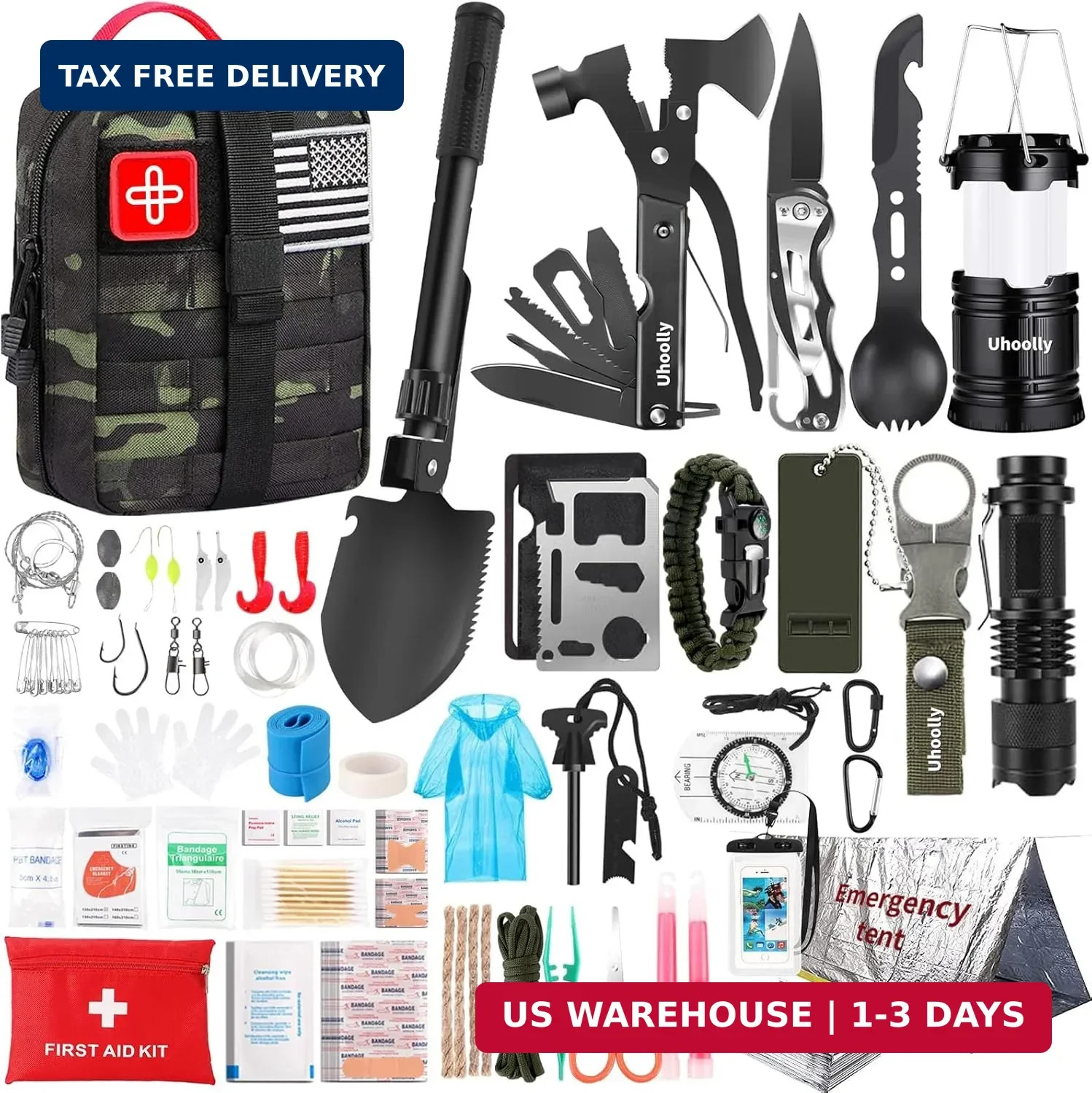 Survival Kit, Gifts for Men Women Teen Boys, 252 pcs Survival Gear and Equipment
