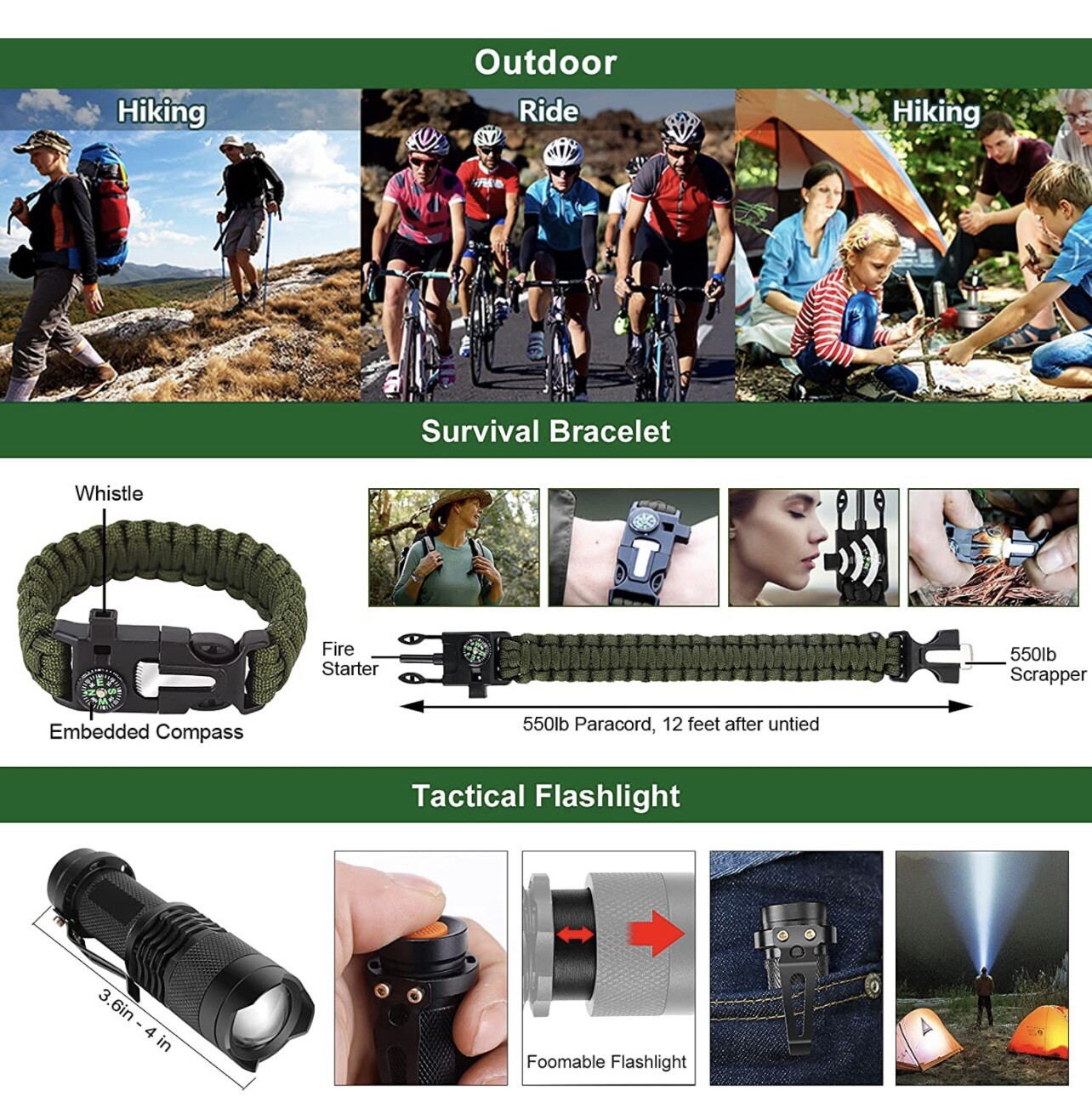 28 In 1 Survival Gear Kit Equipment Outdoors Camping Hiking Supplies Men Dad