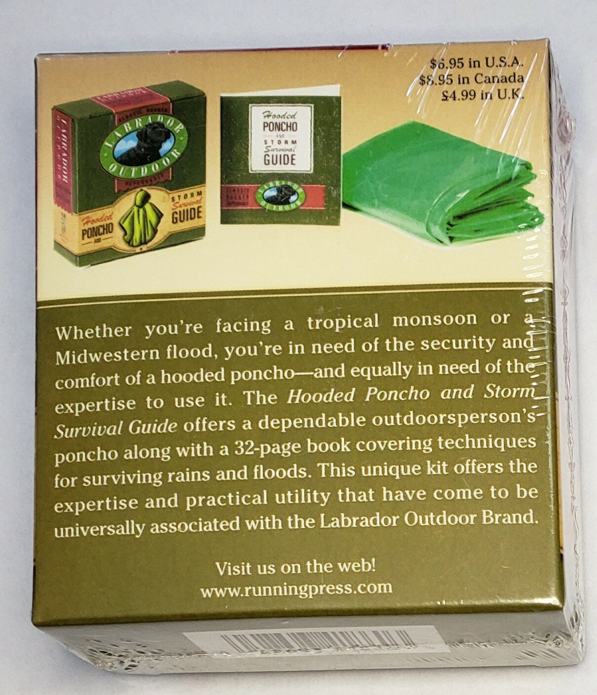 Labrador Outdoor Emergency Hooded Poncho and Storm Survival Guide Book Kit NEW