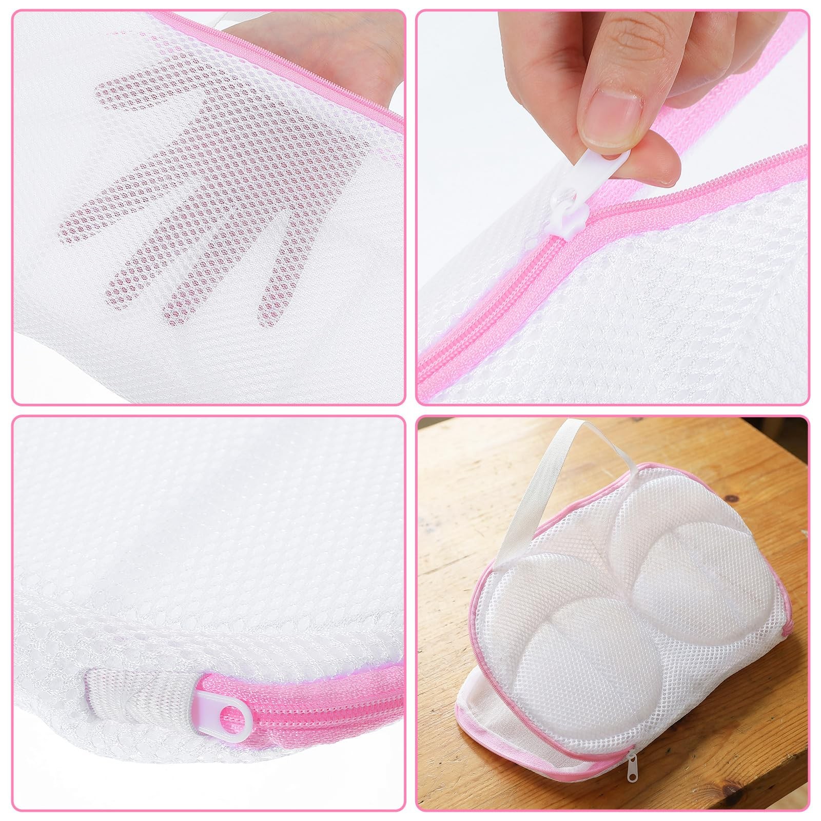 Classicseali 2pcs Bra Wash Bag,Mesh Laundry Bag for Bras with Handle Zipper,…